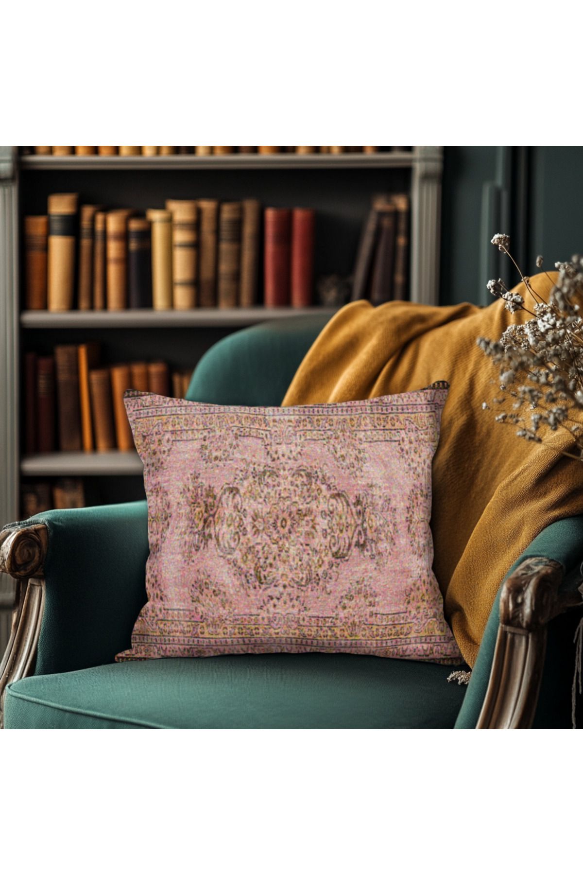 TURKISHRUG KINGDOM Etnik Desenli Yastık Baskı Kilim Kırlent Kılıfı