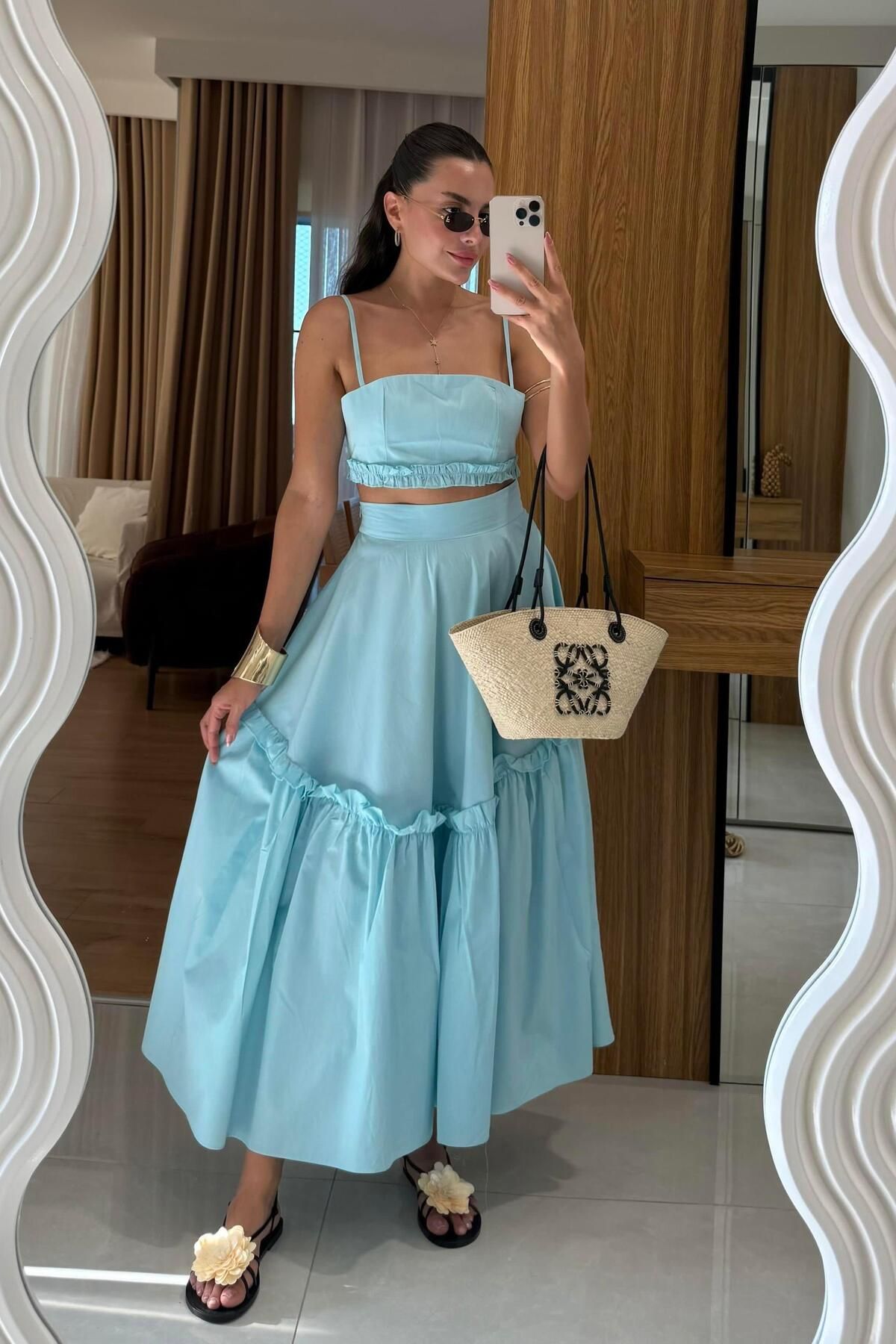 Gizem Ecemiş Bailey Mavi Çan Etekli İkili Takım