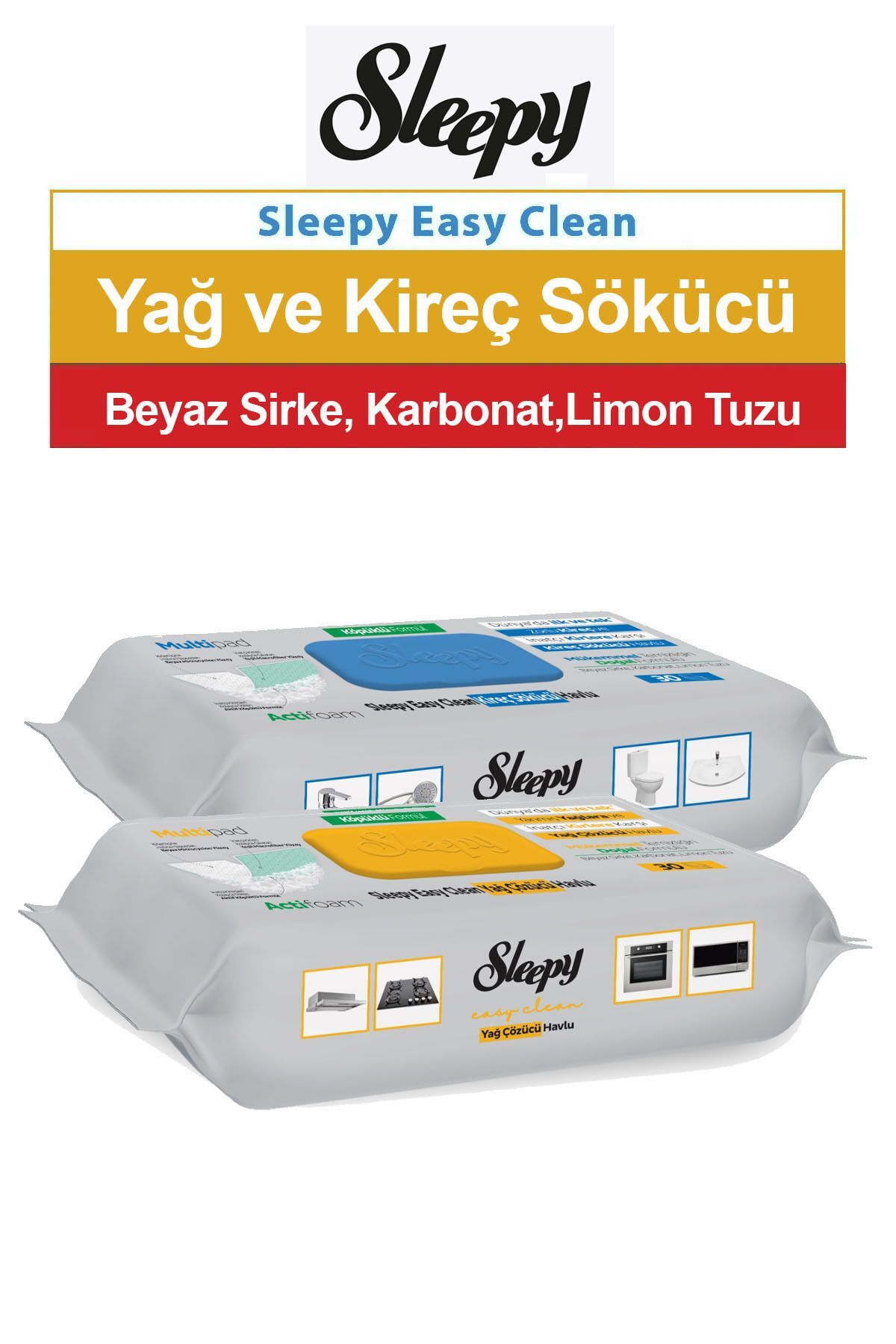 Sleepy Easy Clean Kireç Sökücü ve Yağ Çözücü Havlu 30'lu 2 Paket fotoğrafı 3 (önizleme)