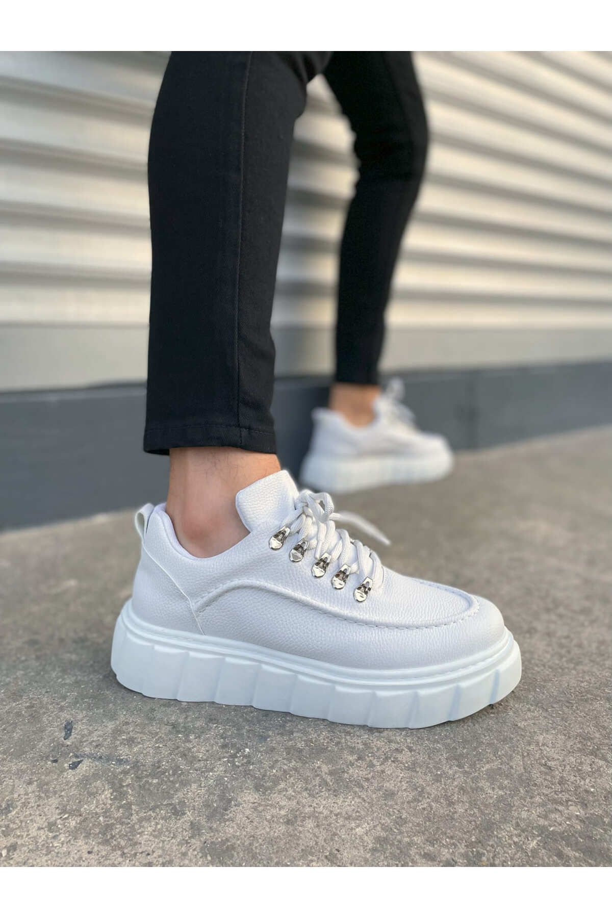 Zerenyus JY010 Premium Cloud Kalın Taban Erkek Sneaker - Beyaz