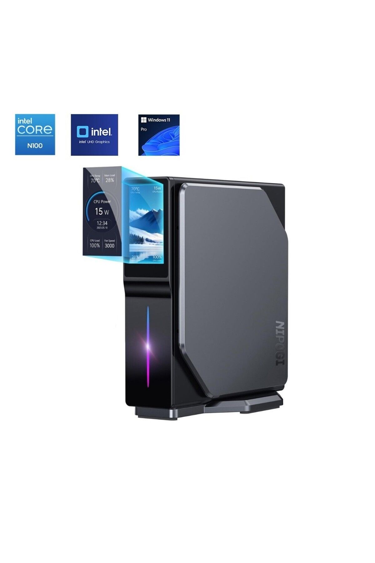 Nipogi S1 Intel Alder Lake 12.Nesil N100 16GB DDR4 512GB NVMe HDMI WiFi6/BT5.2 WIN11 PRO Mini PC