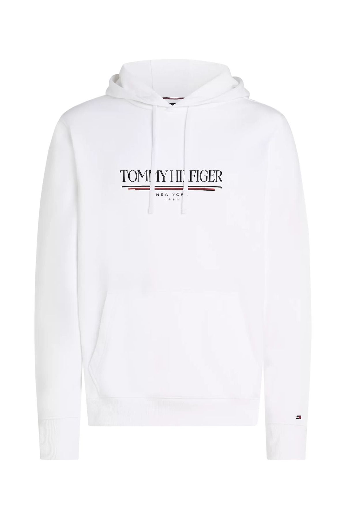 Tommy Hilfiger Erkek Brand Love Hilfiger Hoodie Sweatshirt - Beyaz