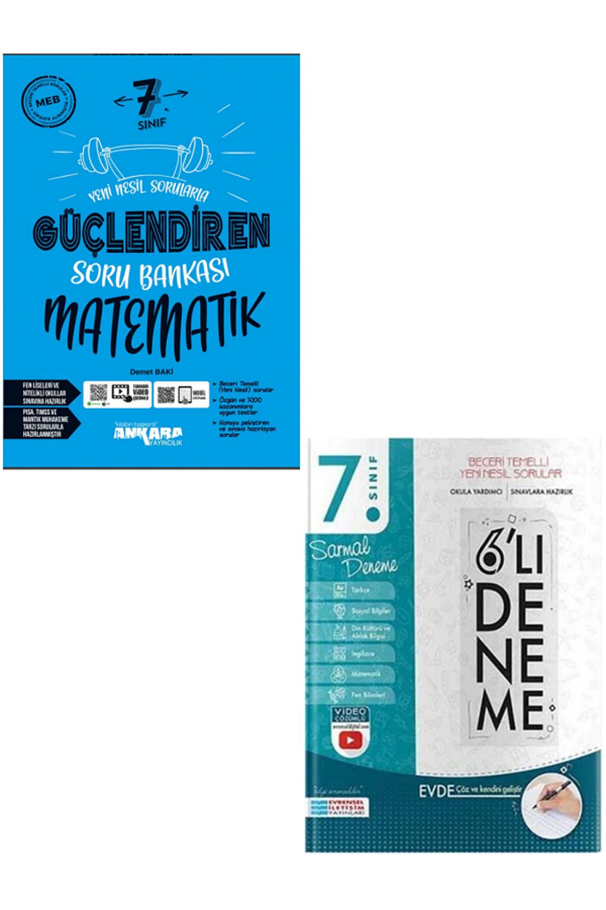 Evrensel İletişim Yayınları 7.Sınıf Ankara Güçlendiren Matematik Soru Bankası + 7.Sınıf Evrensel 6'Lı Sarmal Deneme / 2 KİTAP
