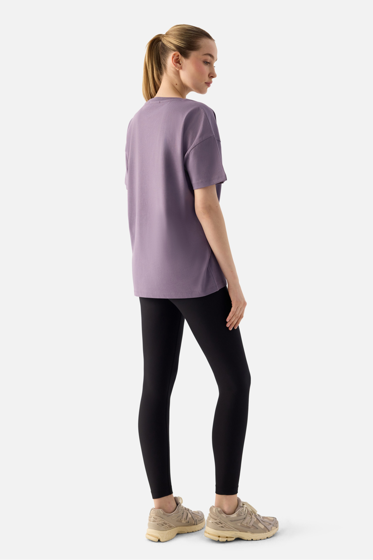 Superstacy Elora Rahat Kalıp Oversize Koyu Lila Tişört görsel 3