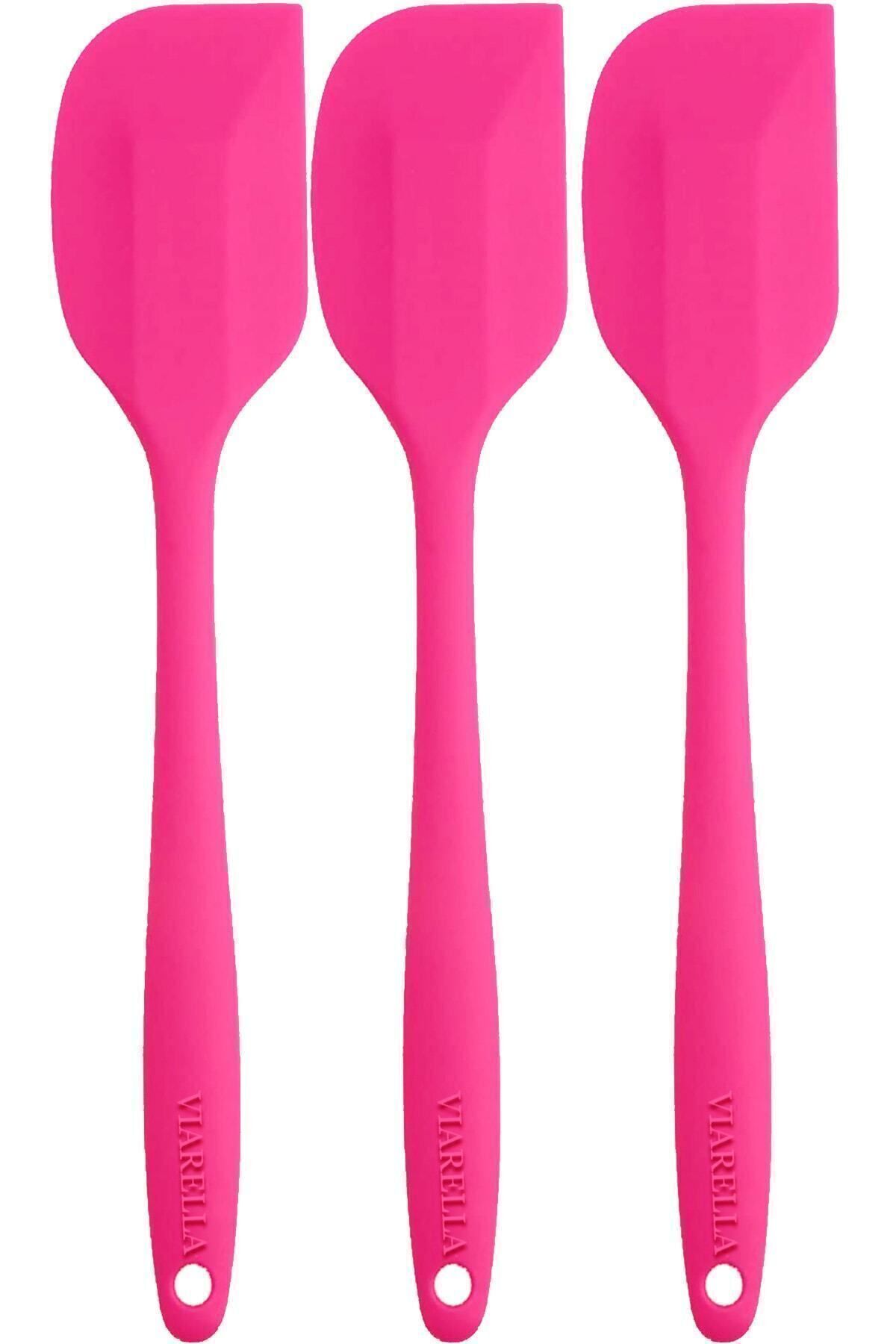 teknotrust 3'lü Fuşya Silikon Spatula Seti, 27cm, Isıya Dayanıklı, Yanmaz, Yapışmaz, Çizmez