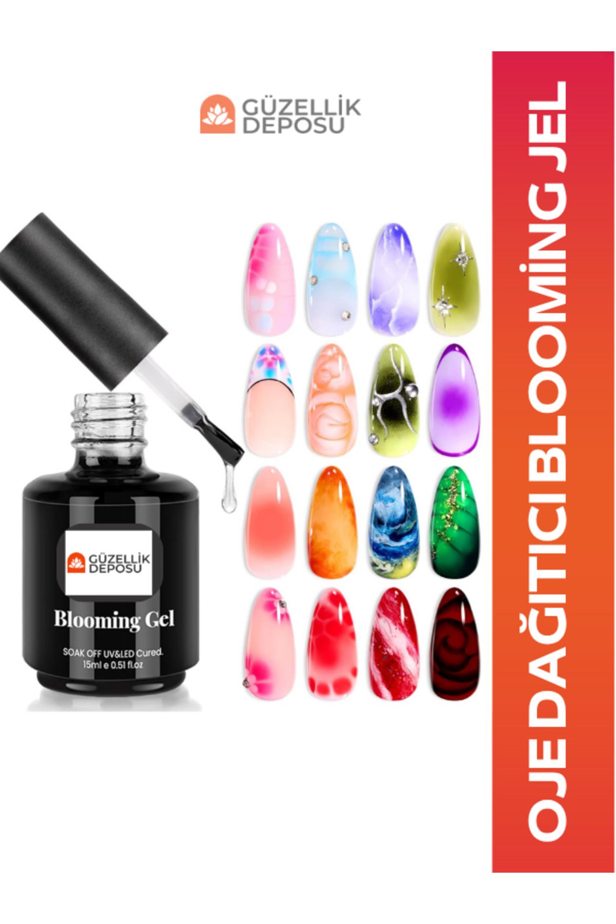 Güzellik Deposu Protez Tırnak Blooming Jel, Tırnak Mermer, Tırnak Sulu Boya Efekti Blooming Gel 15ml