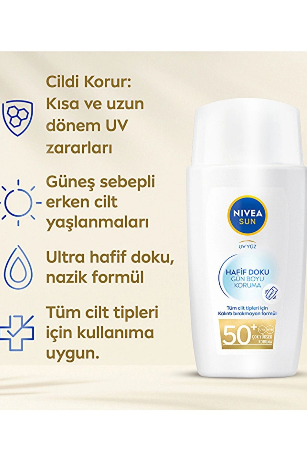 Nivea Sun-Light Textured Sunscreen Face Cream 50Spf 40 ml 3