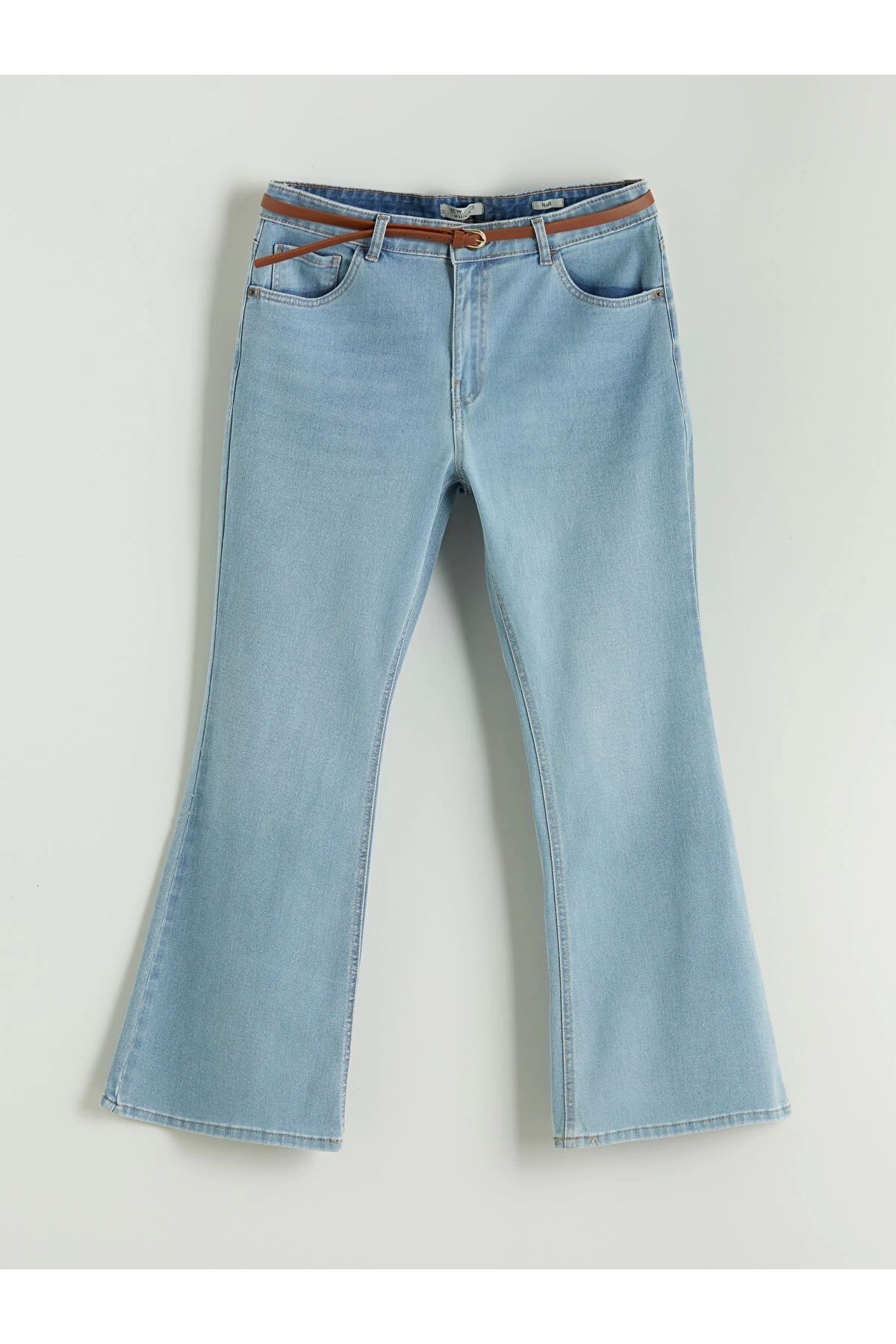 LC Waikiki LCW Jeans Indigo Beli Kemerli Mars Flare Kadın Jean Pantolon
