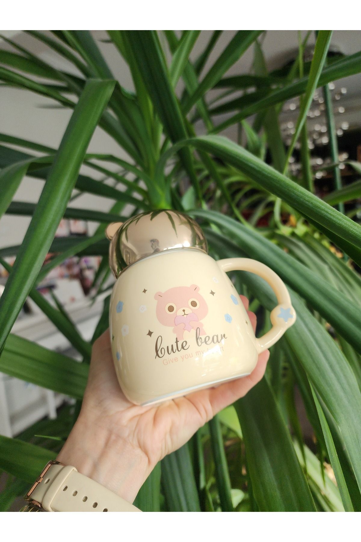 LAMONETA CUTE BEAR SERAMİK 380ml Bebek Mama Termosu ve Çay, Kahve Kupası