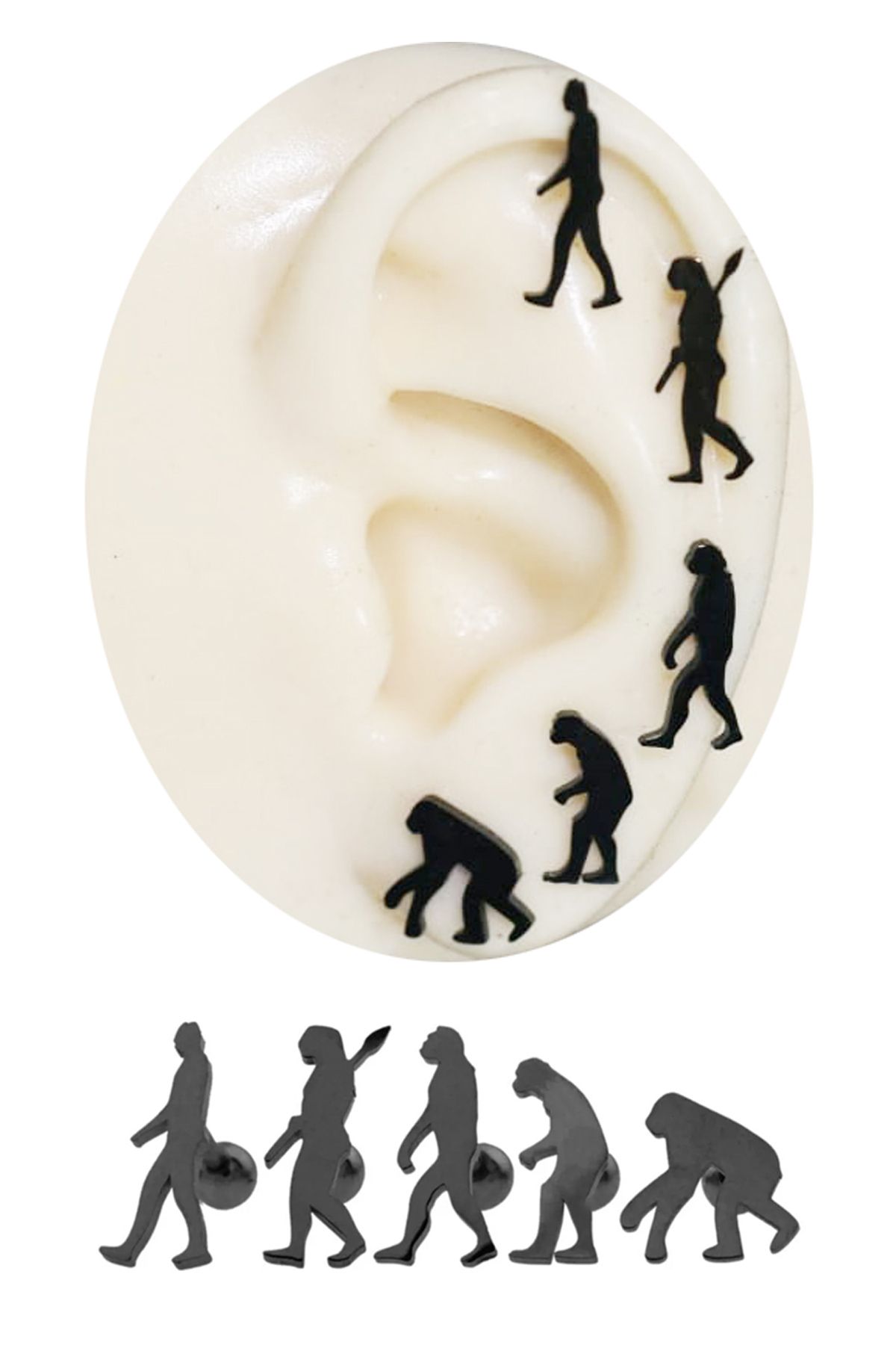 Cadının Dükkanı Çelik Evrim Siyah Tragus Helix Kıkırdak Piercing