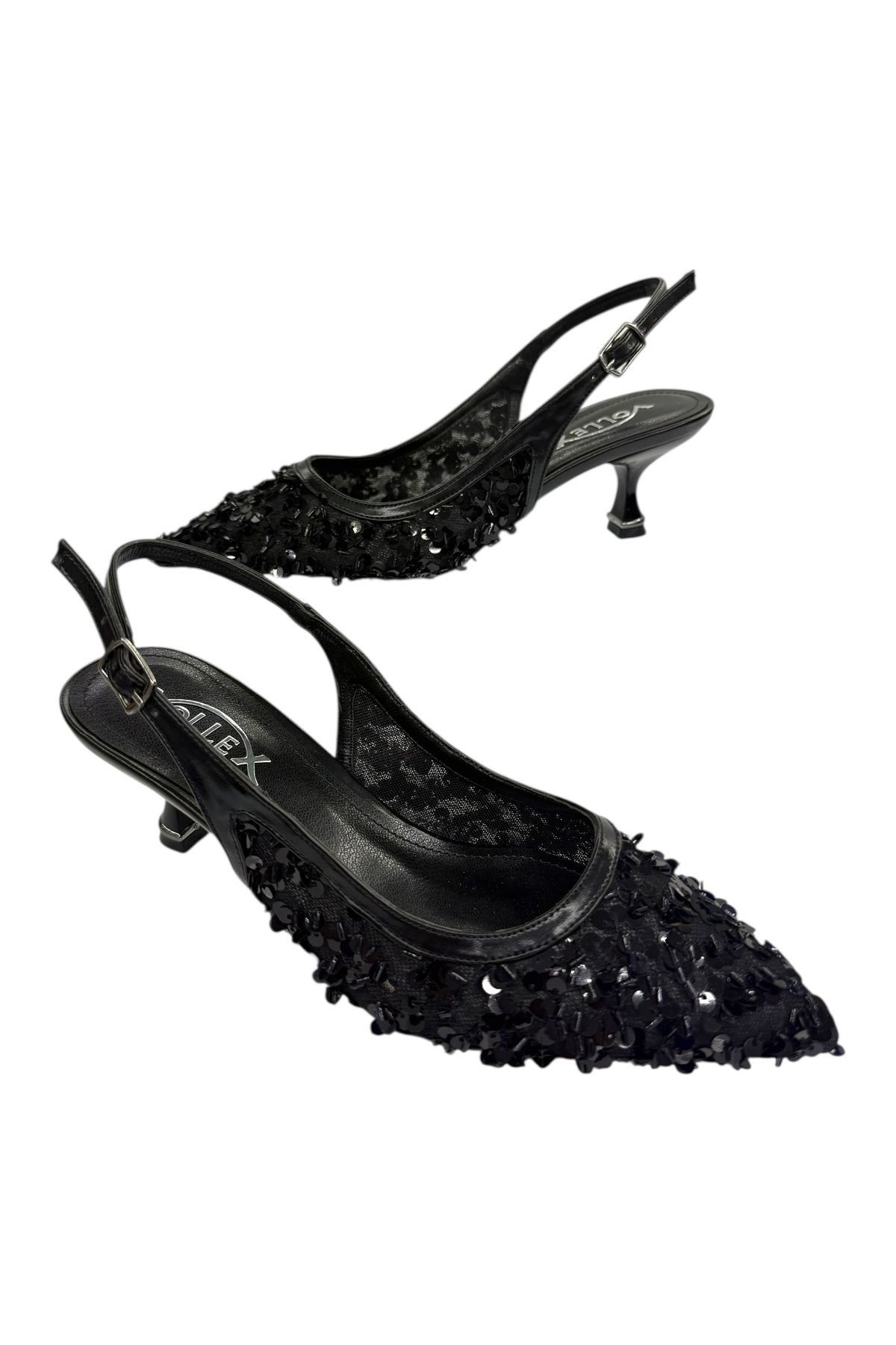 Shoes Simli Pul İşlemeli Kısa Topuklu Ayakkabı