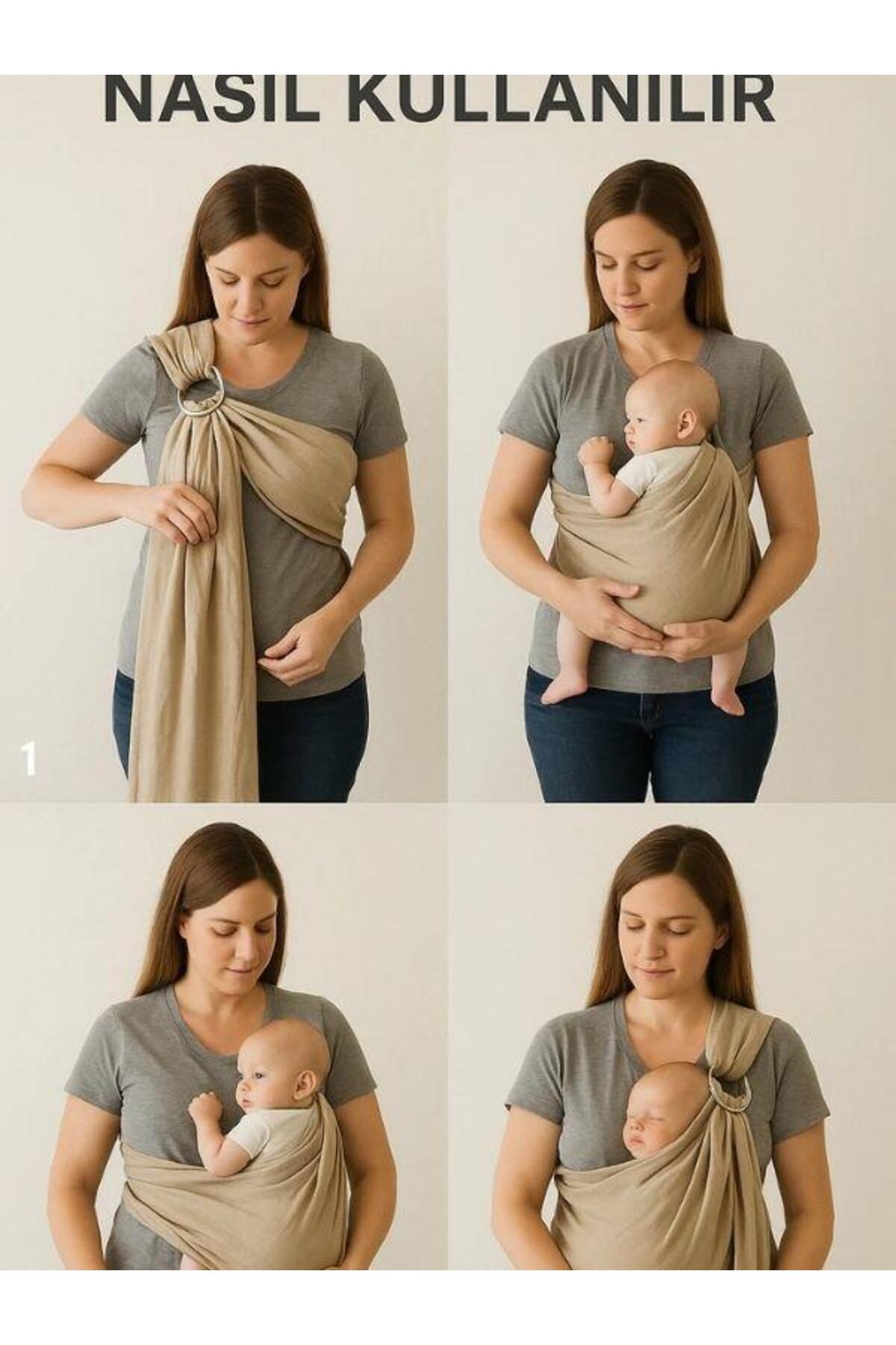 Zekids %100 Doğal Müslin Halka Sling Bebek Taşıyıcı 60X200 Mother Baby fotoğrafı 4 (önizleme)
