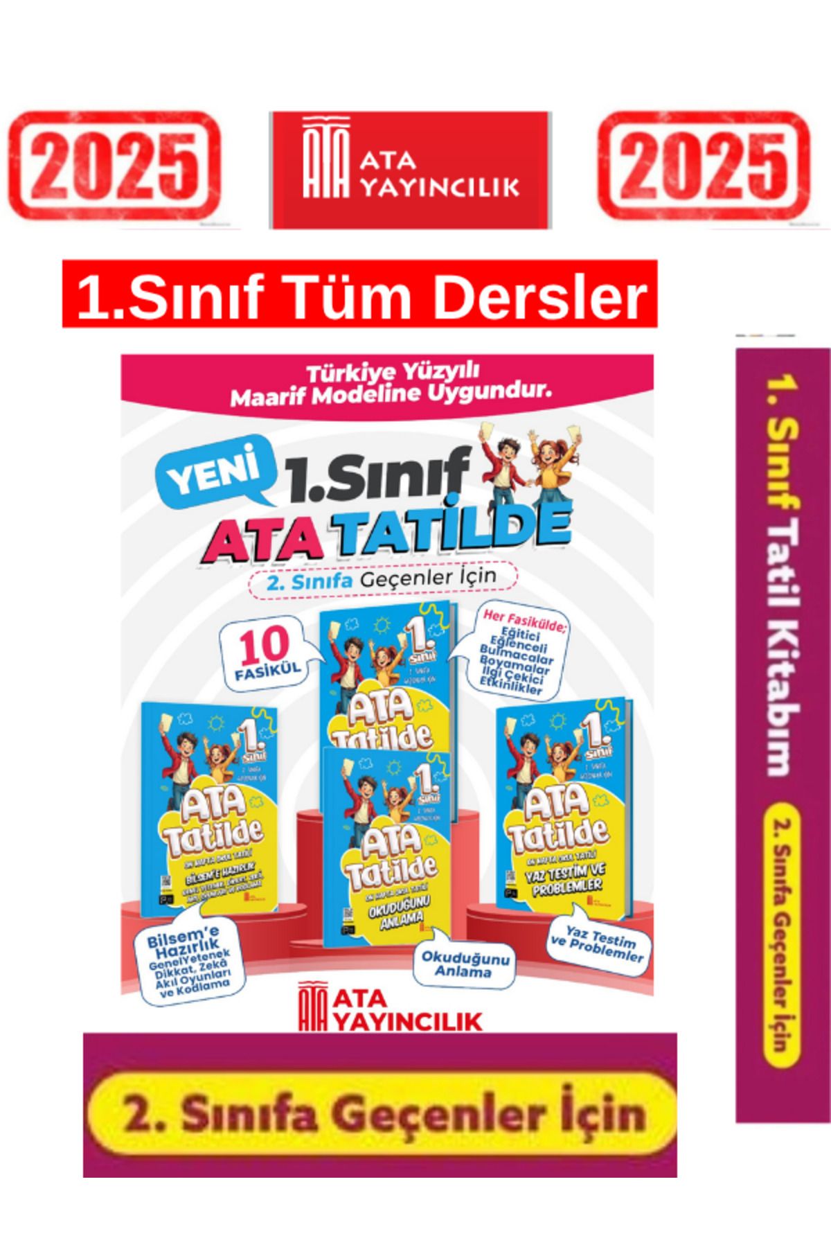 Fenomen Yayıncılık 2025 Ata Yayıncılık Ata Tatilde 1.Sınıf 10 Fasikül 4 Kitap Yaz Tatil Seti