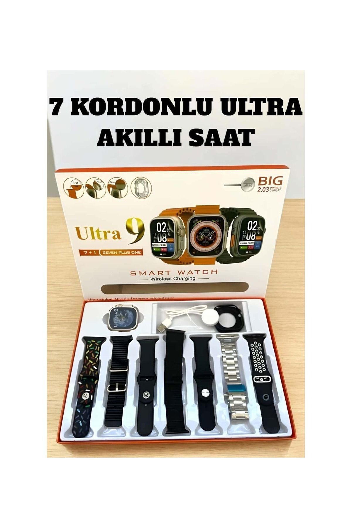 DigiMonster Watch Ultra 9 Akıllı Saat – Ekran Koruyuculu | 7 Farklı Kordon | Arama & Bildirim Destekli
