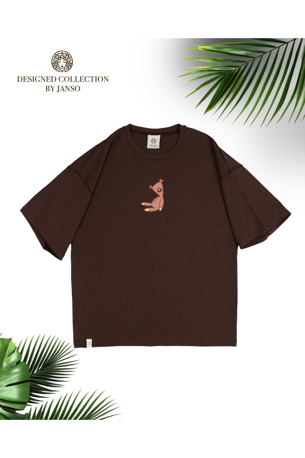 JANSO GROUP - KADIN PAMUKLU KISA KOLLU TSHIRT BASKILI OVERSİZE
