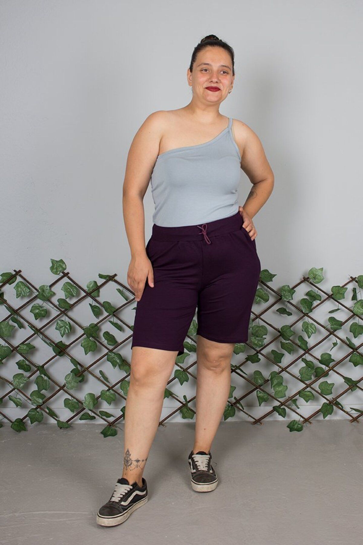 Truva XXL-Plus Size Plum Combed Cotton Shorts – Comfortable and Flexible for Daily Use 3