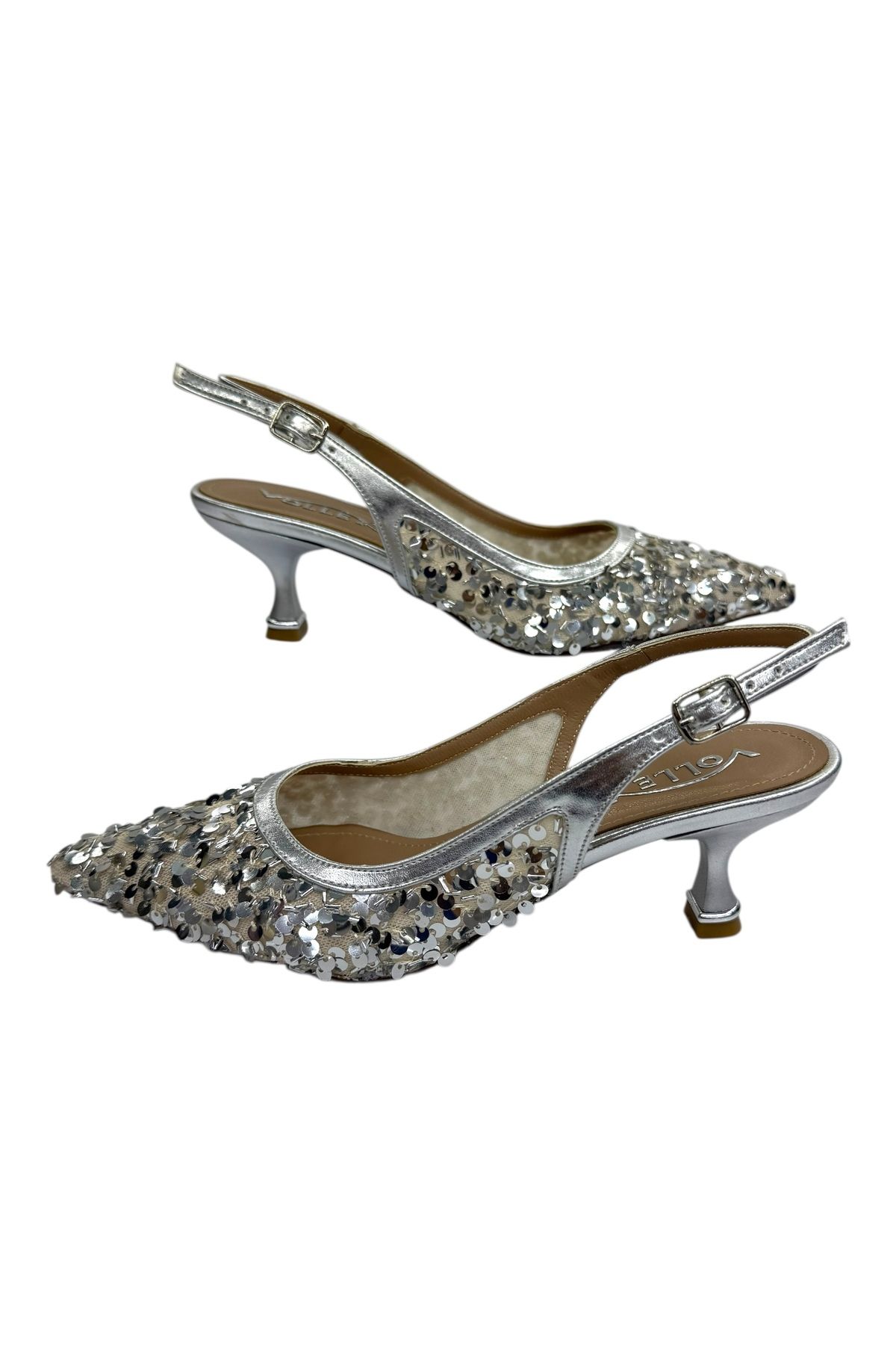 Shoes Simli Pul İşlemeli Kısa Topuklu Ayakkabı
