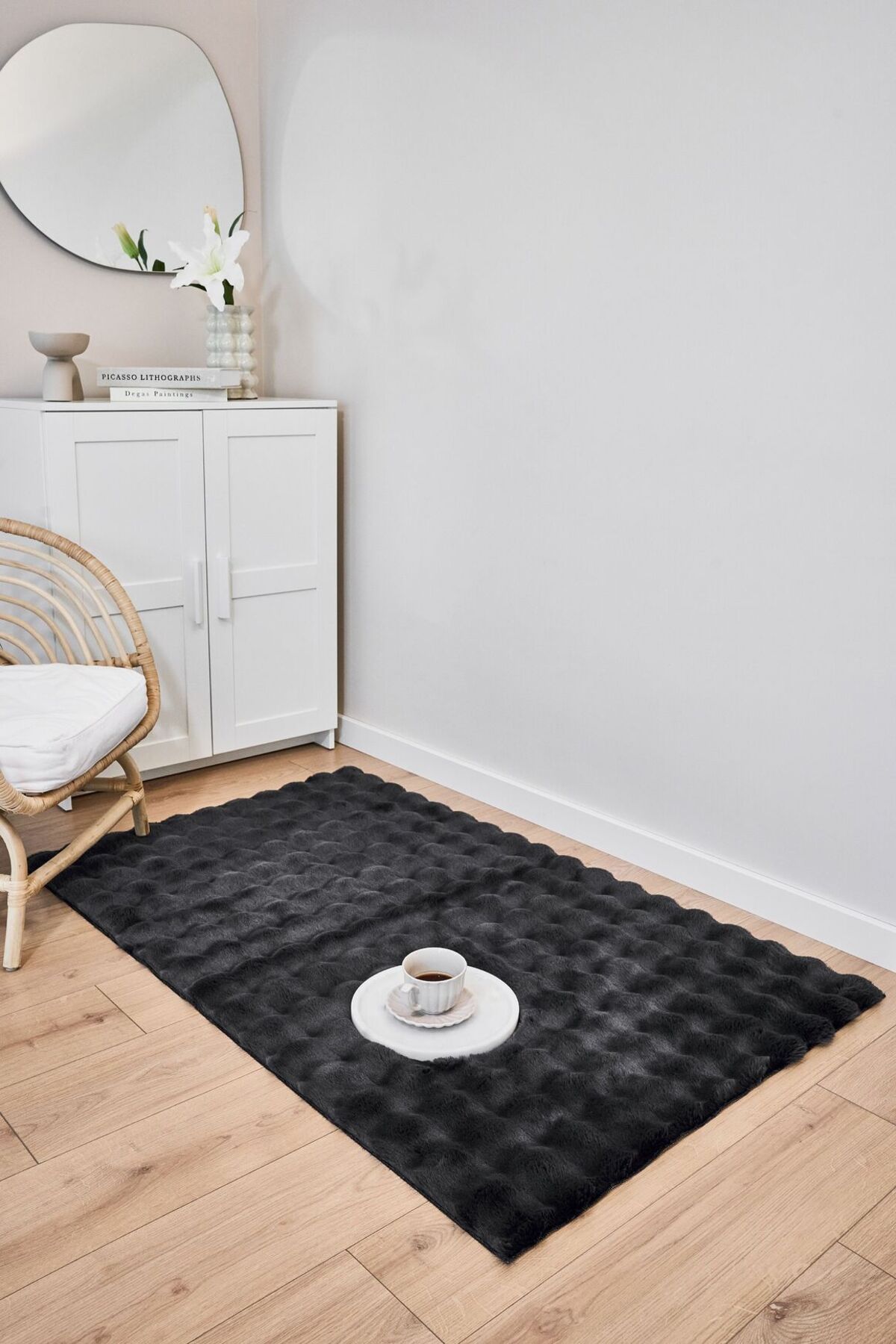 akbel halı & yatak exclusive home design Molecule Antrasit - Yıkanabilir Peluş Halı | Kaymaz Post Halı