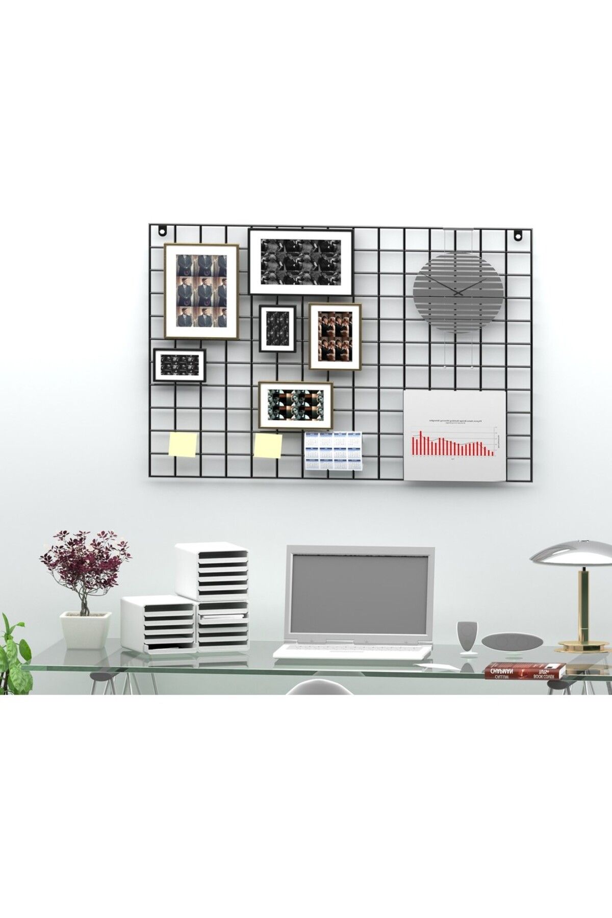 Lux poster house Metal Tel Duvar Panosu – Çok Amaçlı Organizer & Fotoğraflık Dekoratif Tel Çerçeve (55x75 cm)