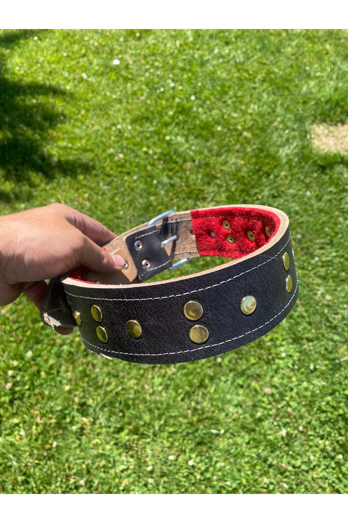Sürmeli Tasma Deri Köpek Tasması 78 Cm %100 Hakiki Manda Derisi