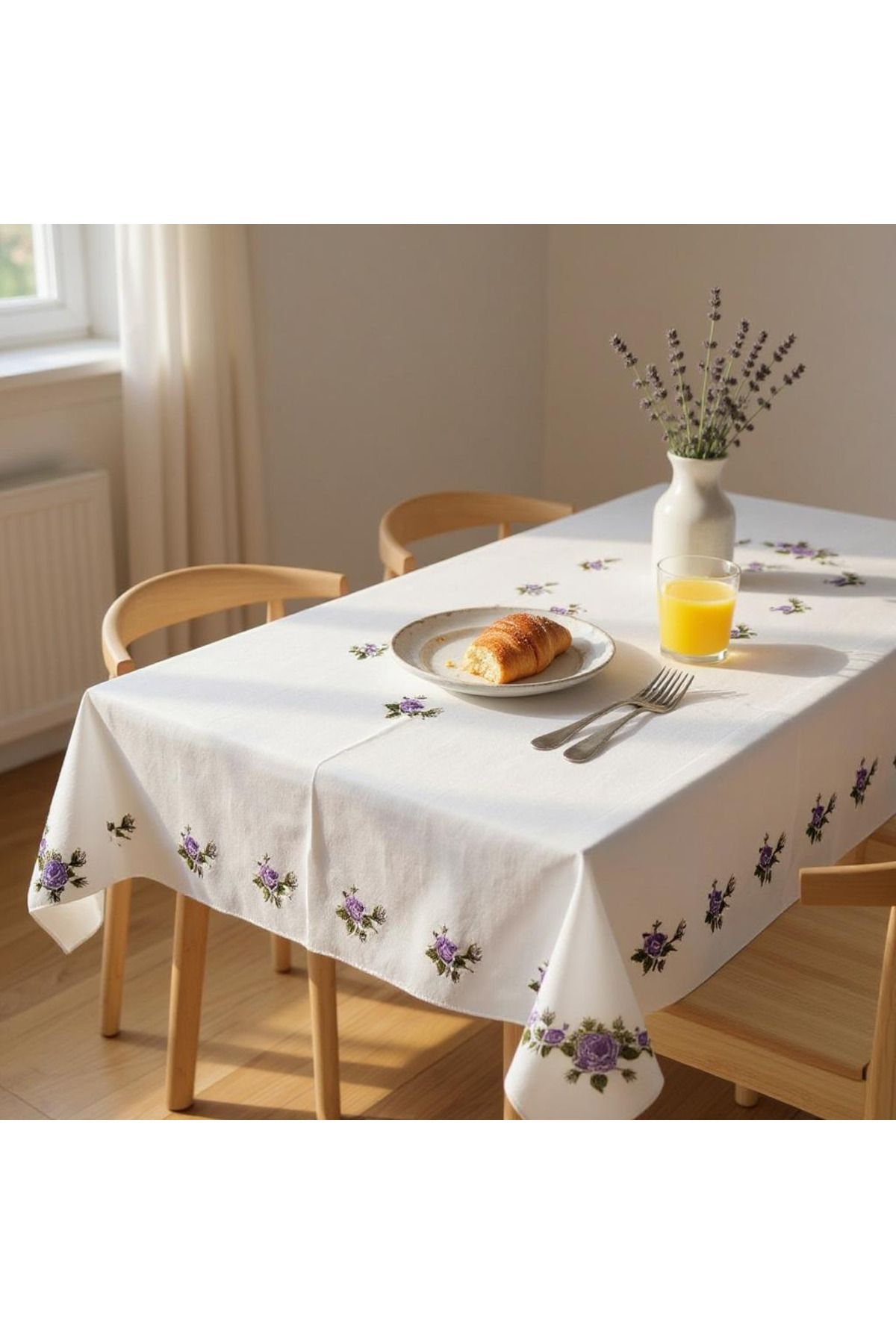 GMhome Kanaviçe Desenli Dijital Baskı Masa Örtüsü 160x220 cm – Dertsiz Kumaş