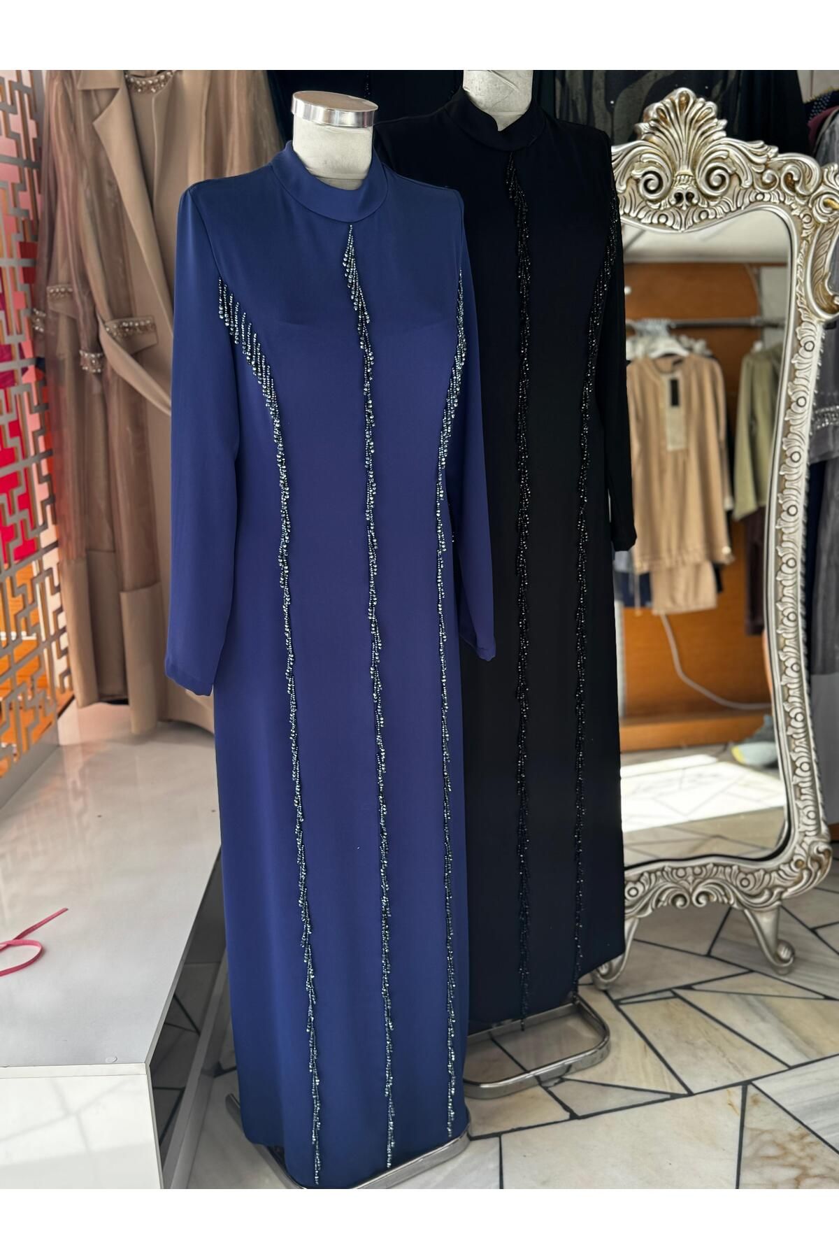 Butik taşlı tesettür abiye
