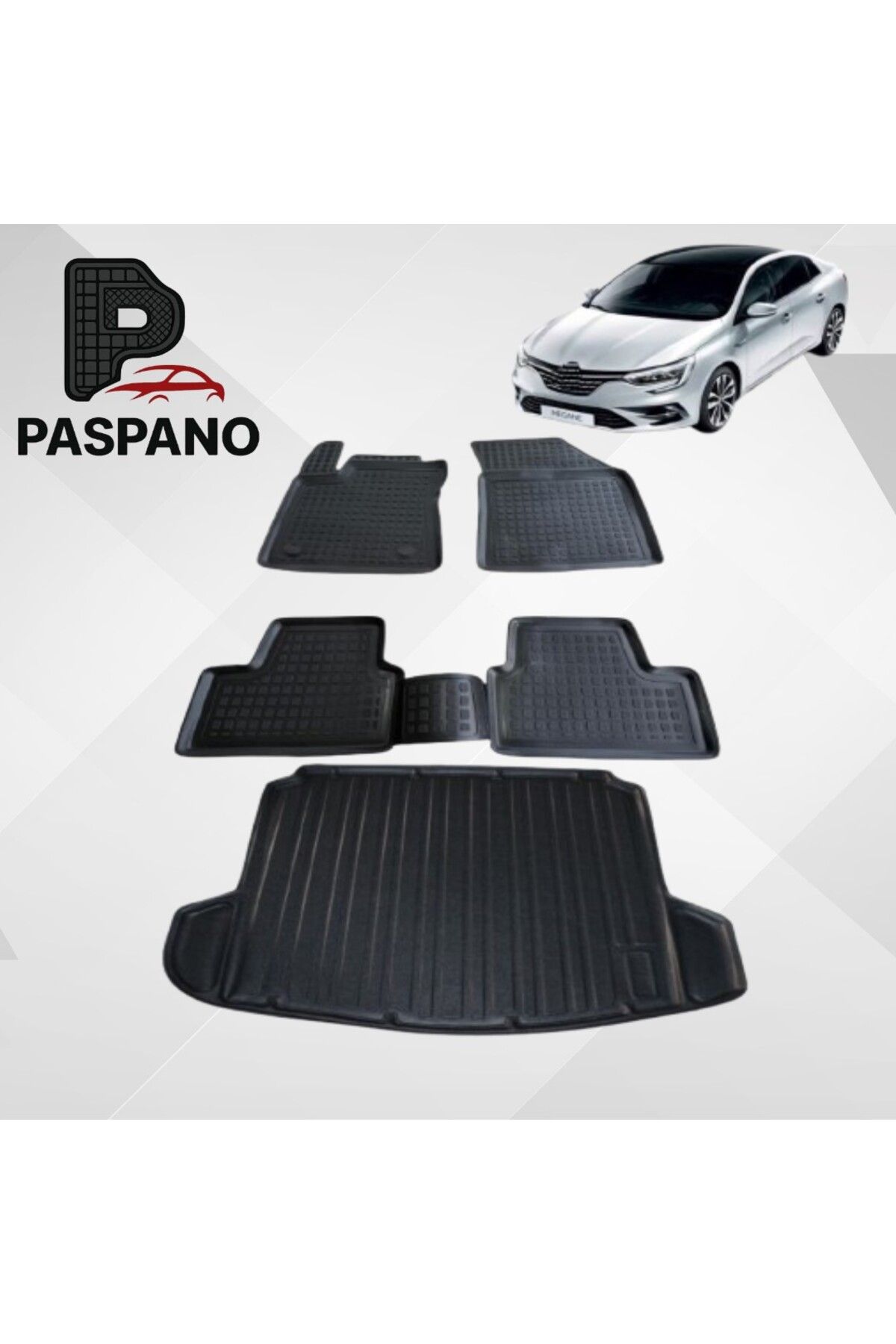 Paspano Renault Megane 4 Sedan Uyumlu 2016 ve Sonrası 3D Havuzlu Oto Paspas Ve Bagaj Havuzu