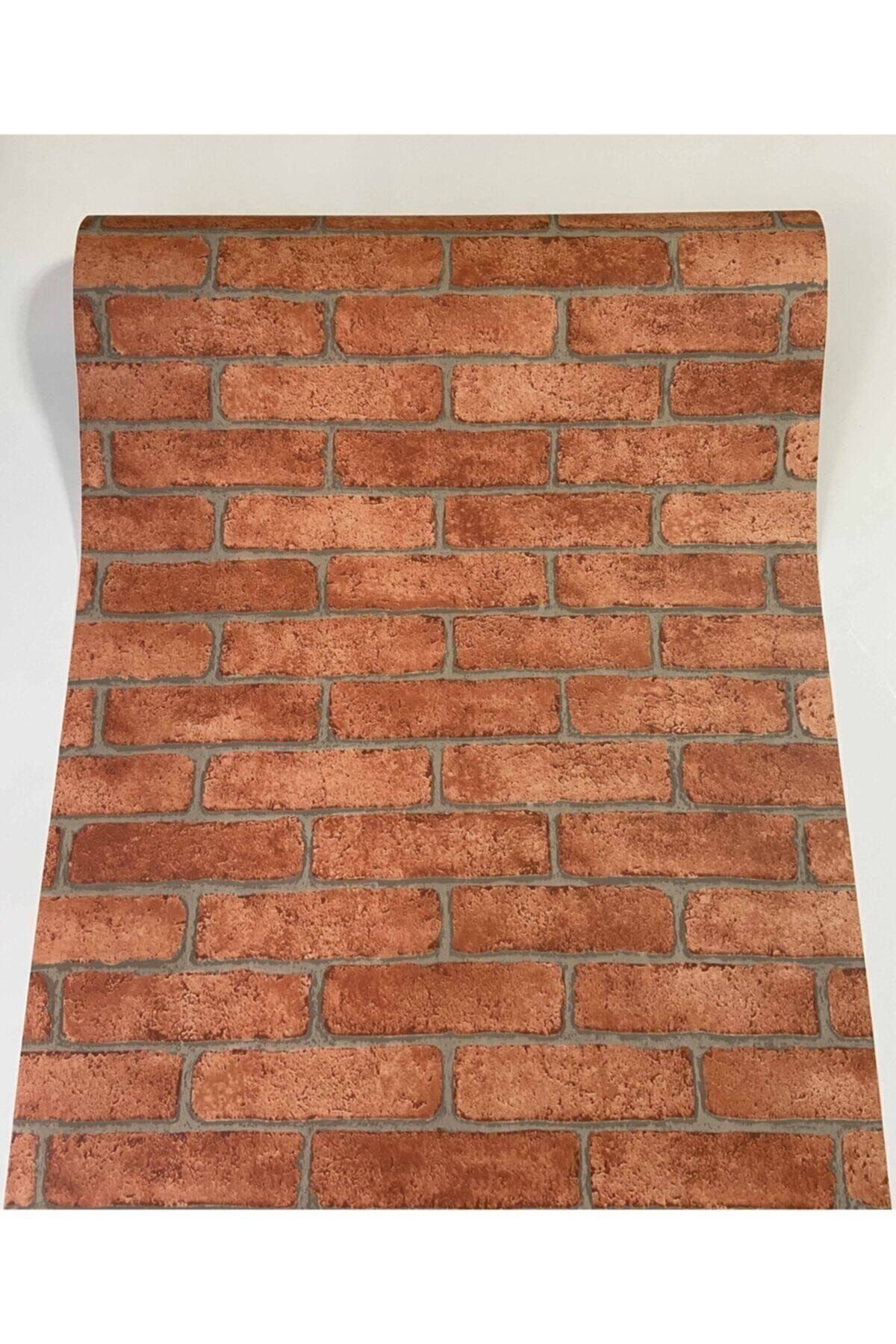 Elioure Turuncu Tuğla Desenli Kendinden Yapışkanlı Duvar Kaplama 45cm x 5m