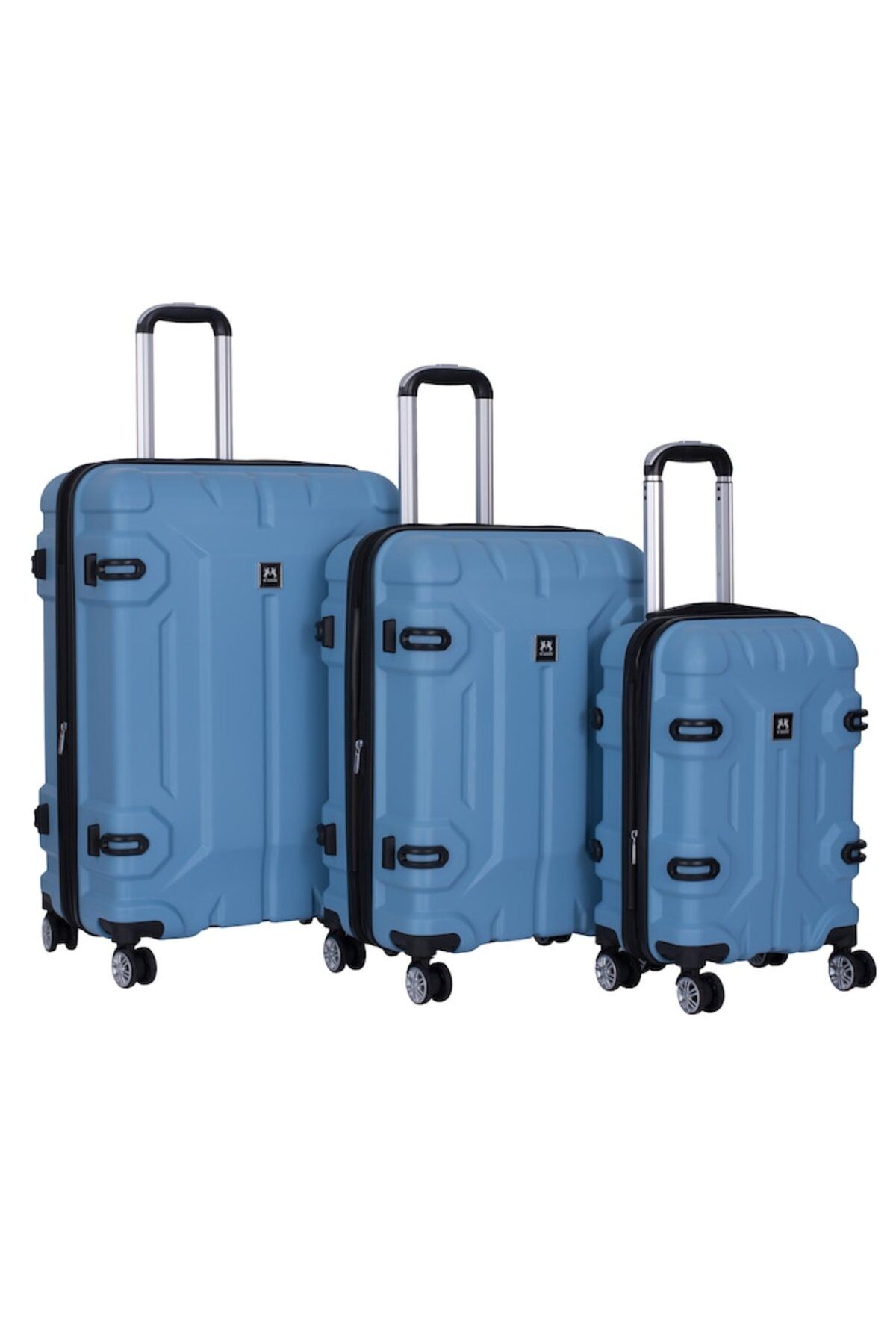OEM-Set of 3 trolleys, Size S+M+L, Extendable, 4 double wheels with 360° rotation, resistant ABS, with edges a 2