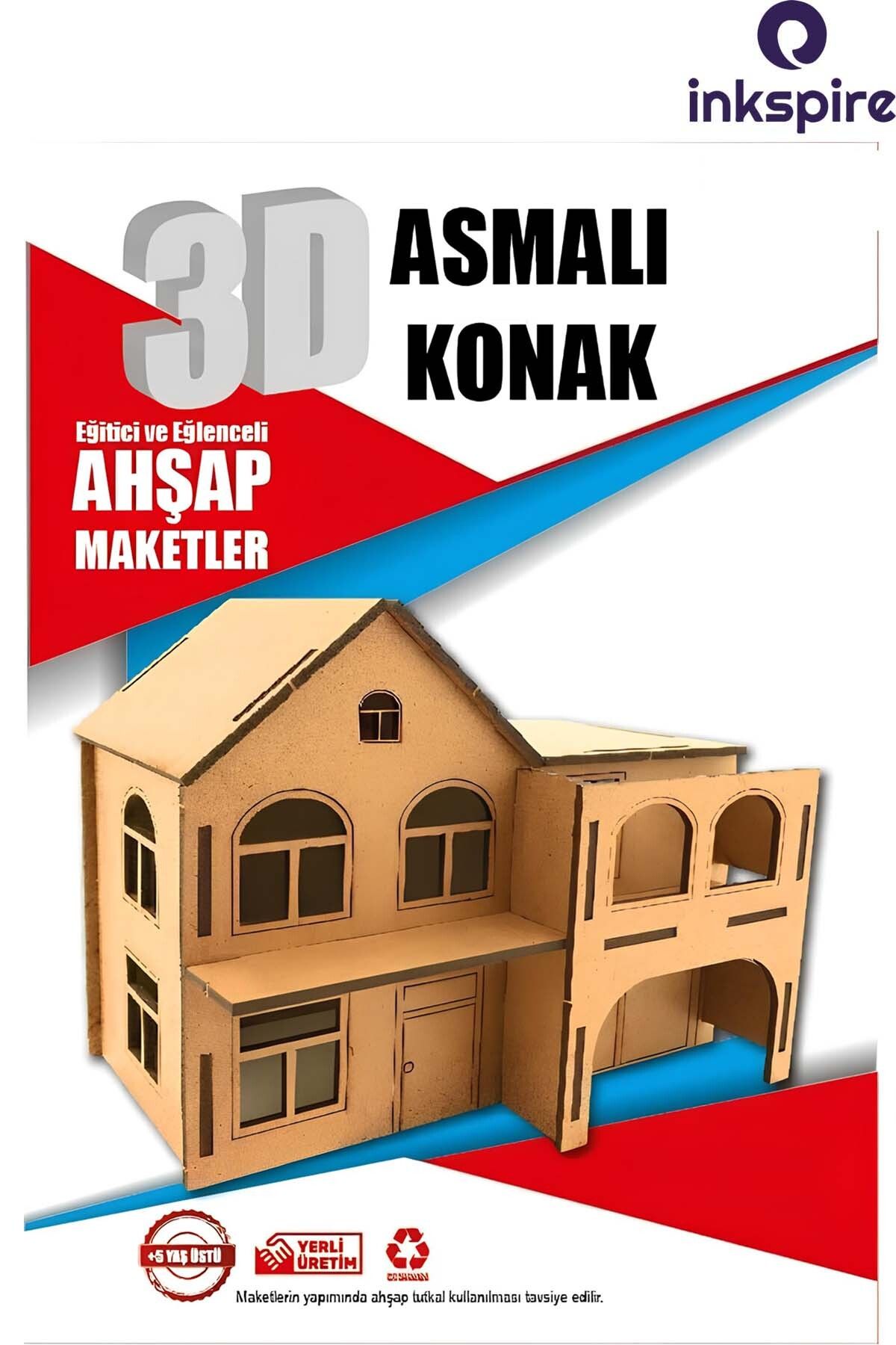 inkspire 3D Ahşap Maket 3 Boyutlu Boyanabilir Geçmeli Puzzle Maket Tahta Çocuklar İçin Kendin Yap Kendin Boya