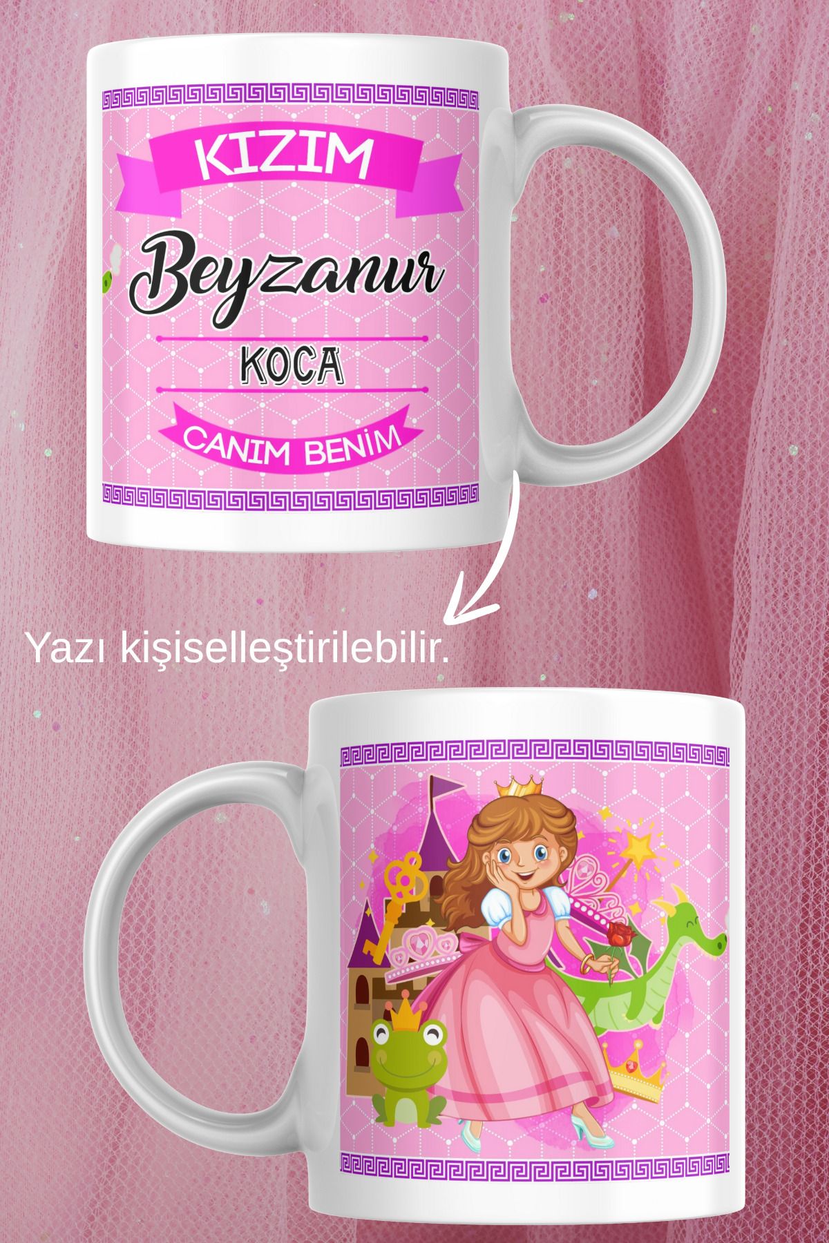 zerhome Kızım Temalı Beyaz Porselen Kupa Bardak