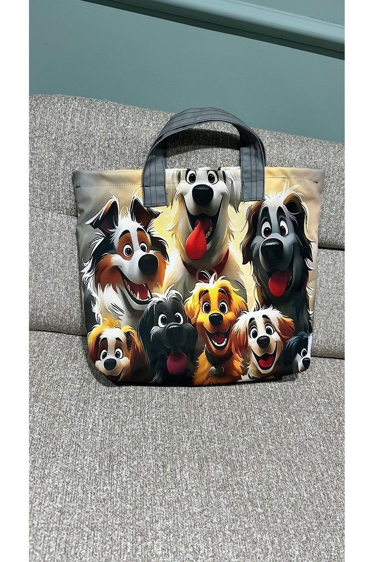 Home ASELEHOME Gülen köpekler Çok Amaçlı Fermuarlı Cepli Çanta