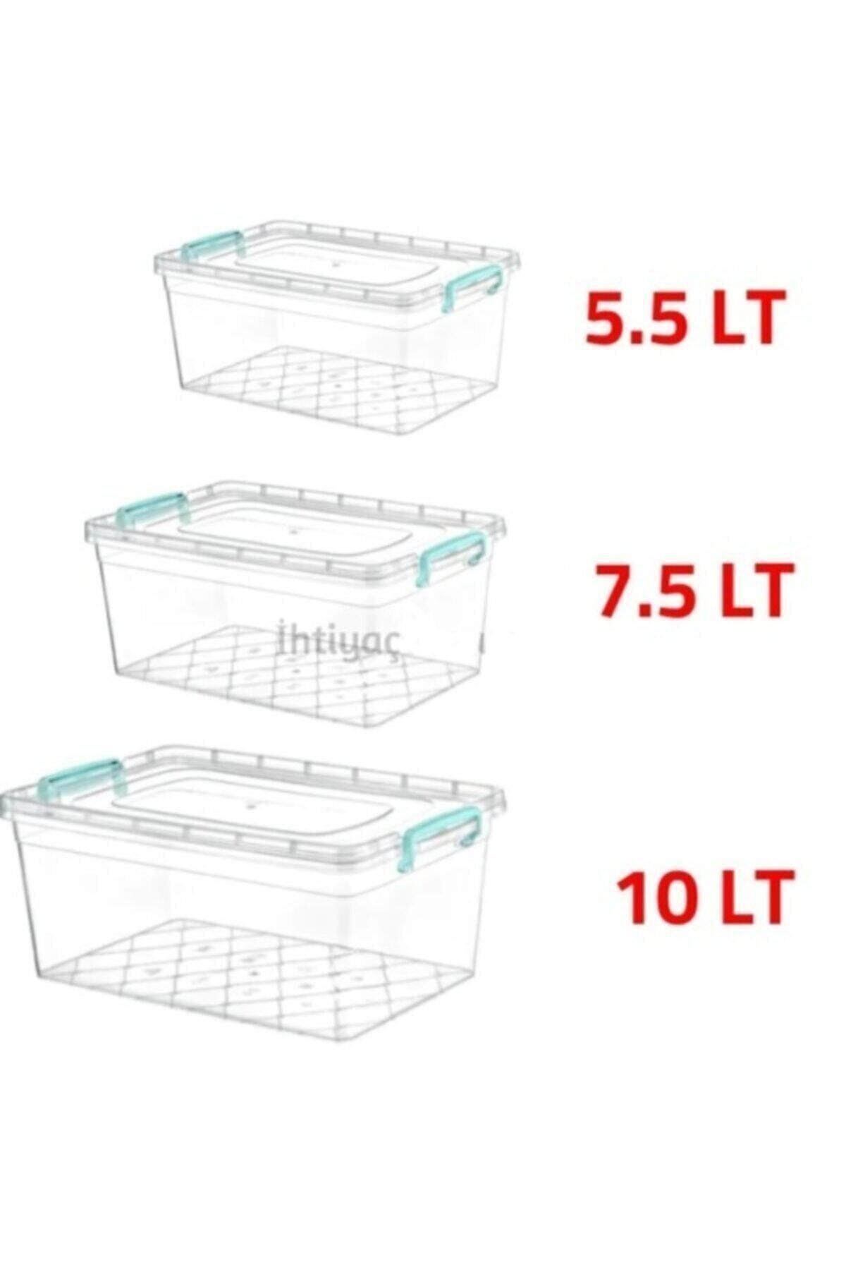 teknotrust Çok Amaçlı Kapaklı Saklama Kabı Seti 10L+7.2L+5.5L Beyaz