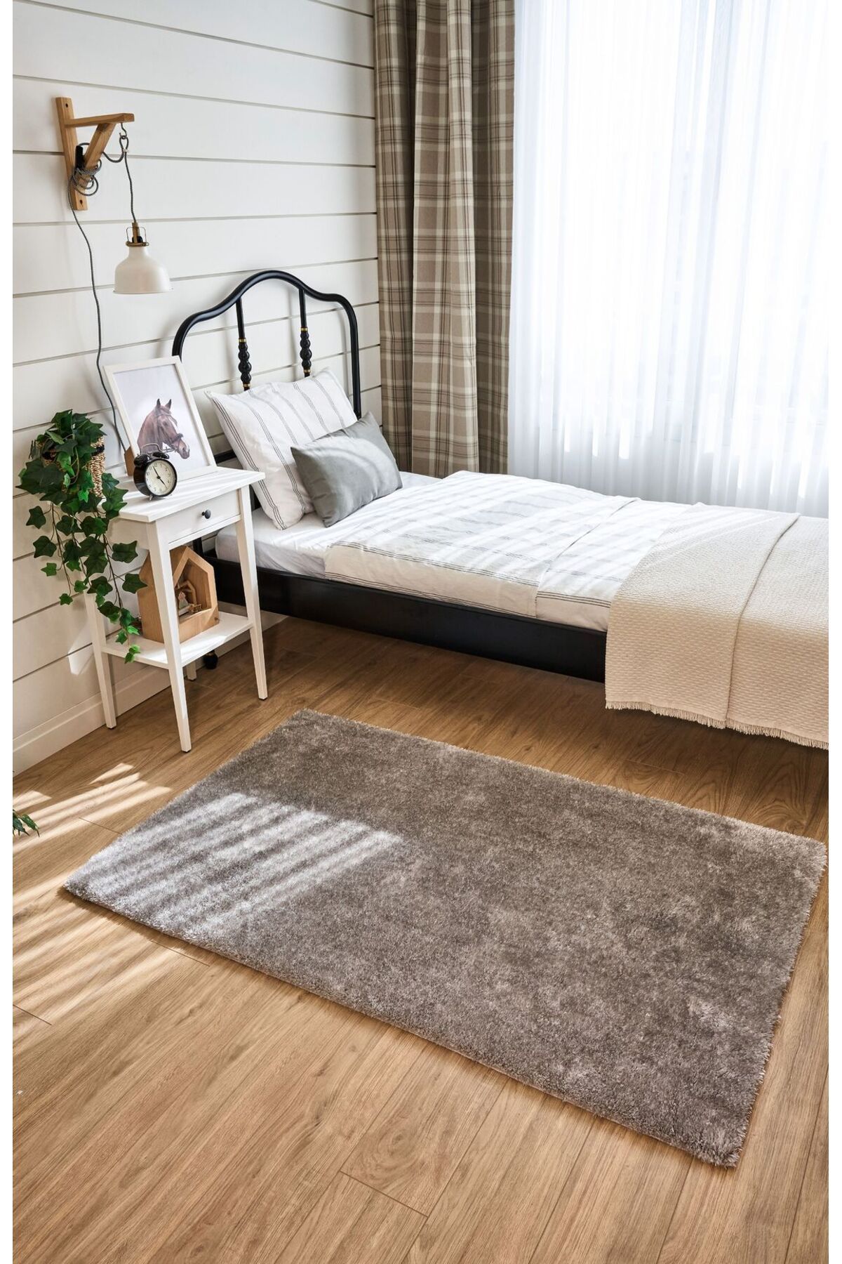 akbel halı & yatak exclusive home design Vega Gri - Yıkanabilir Peluş Halı | Kaymaz Süet Taban