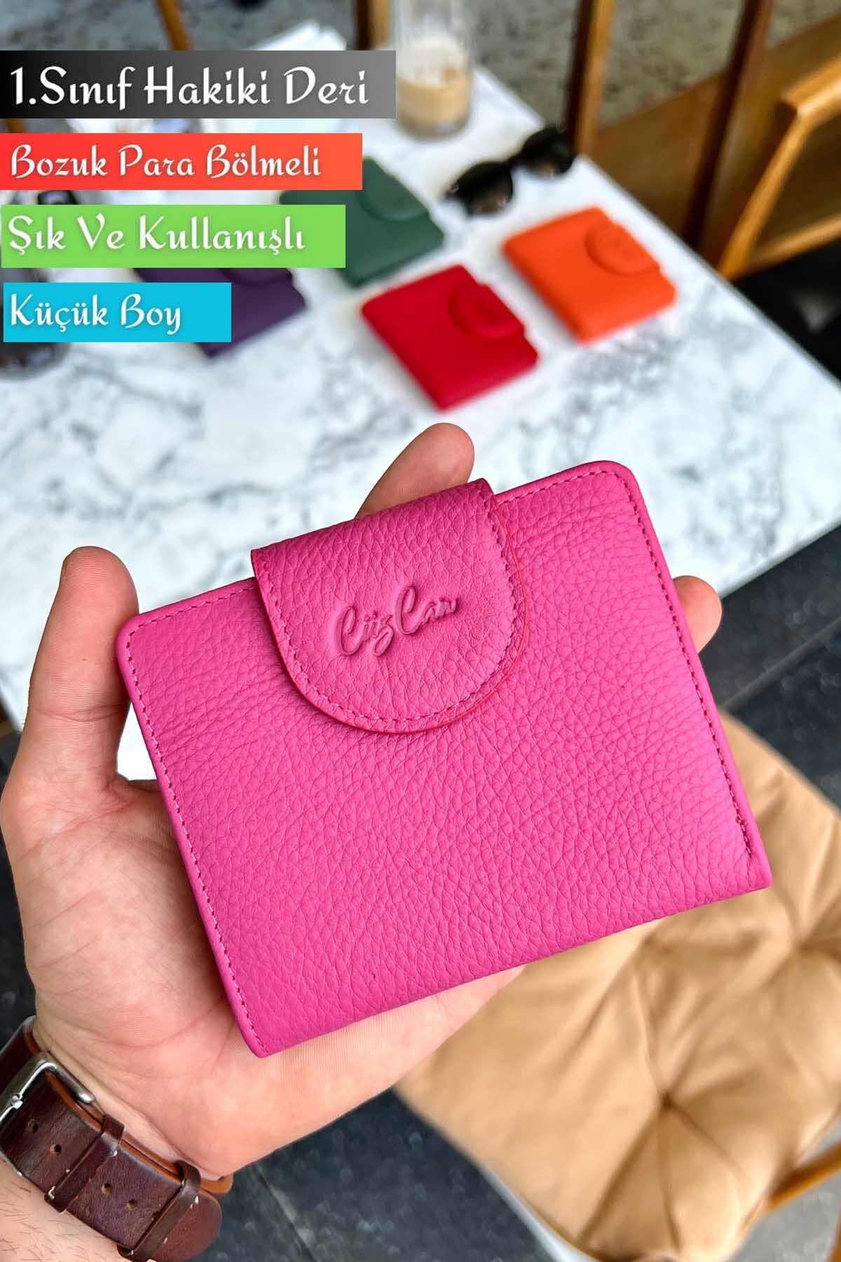 CüzCan Miosa Fuşya Hakiki Deri Kadın Cüzdan Ufak Boy Şık ve Kullanışlı