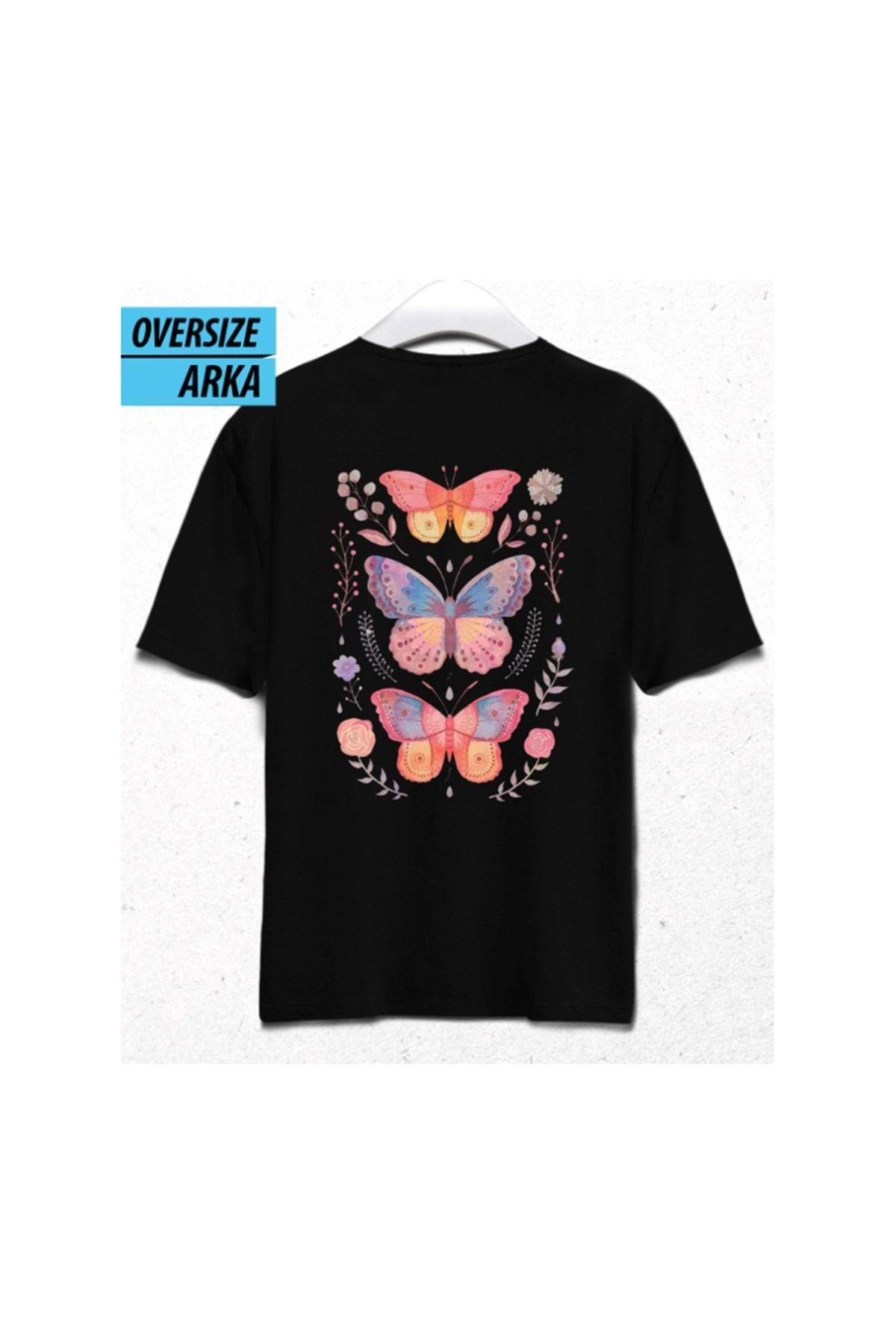 HENA DİZAYN Butterfly State of Mind – Oversize T-Shirt Siyah