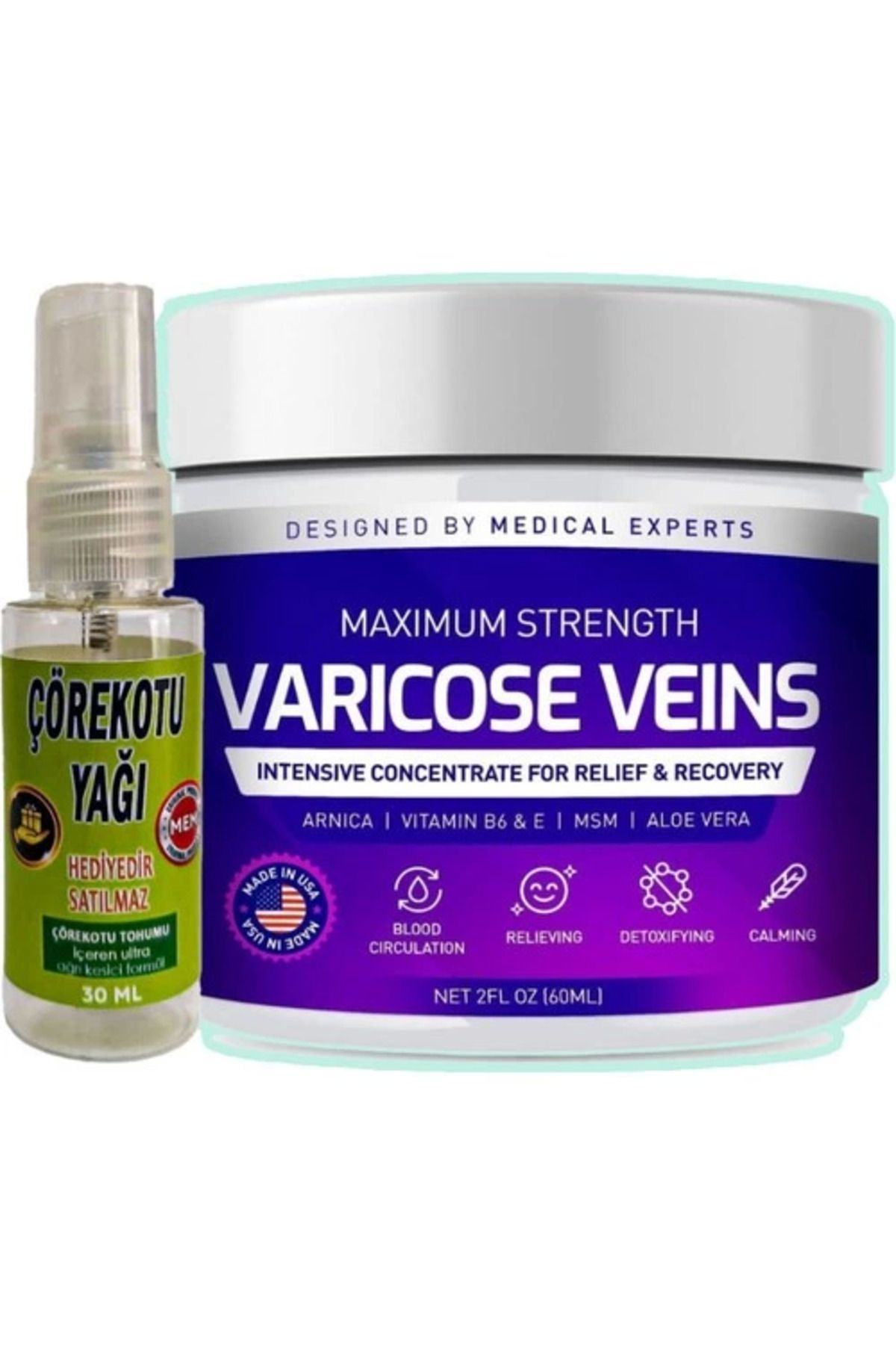 MT29 GİYİM Pharmapulse Varicose Veins Purple Bakım Kremi 100 ml + Çörek Otu Yağı 30 ml