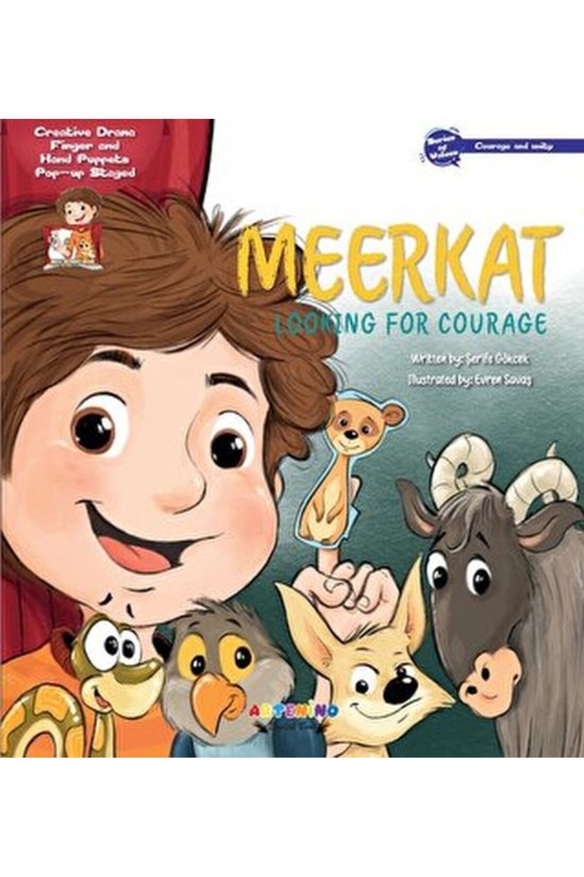 Artenino Meerkat Looking For Courage Creative Drama Finger and Hand Puppets Popup Staged