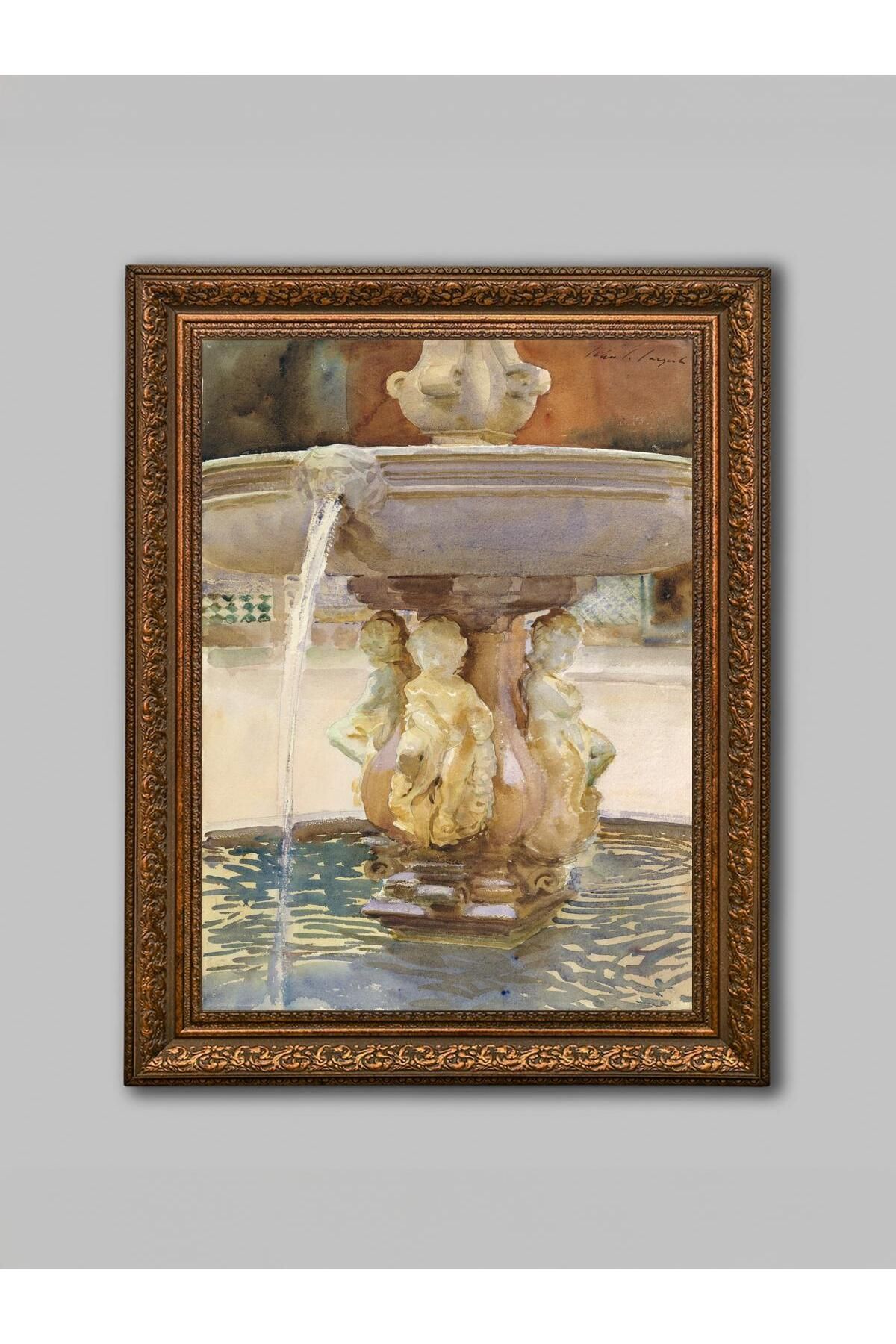 WoodyArts Eski İşlemeli Çeşme - Kahverengi Eskitme Çerçeve