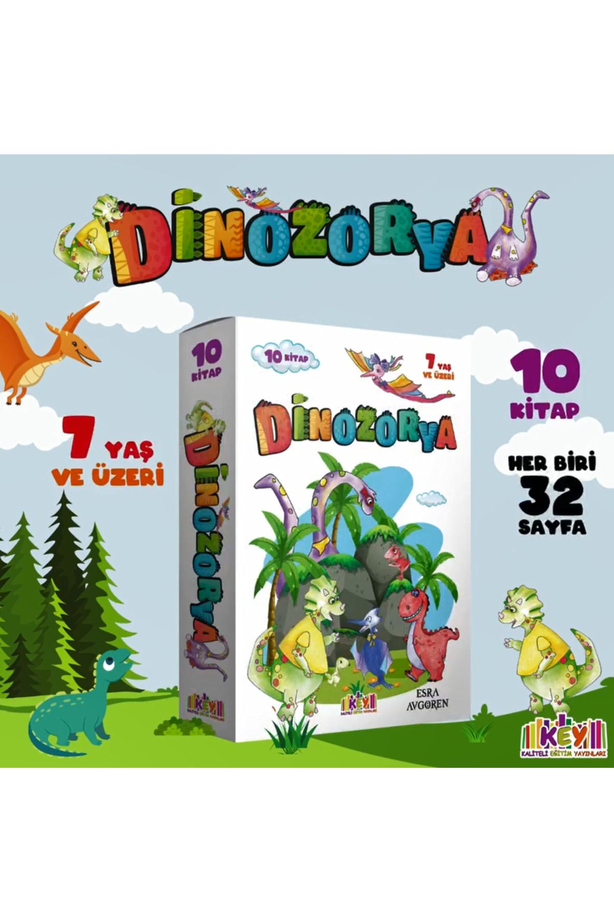 3K YAYIN Kaliteli Eğitim Yayınları (KEY) DİNOZORYA Hikaye Serisi 10 Kitap 7 Yaş ve üzeri (2.SINIF)