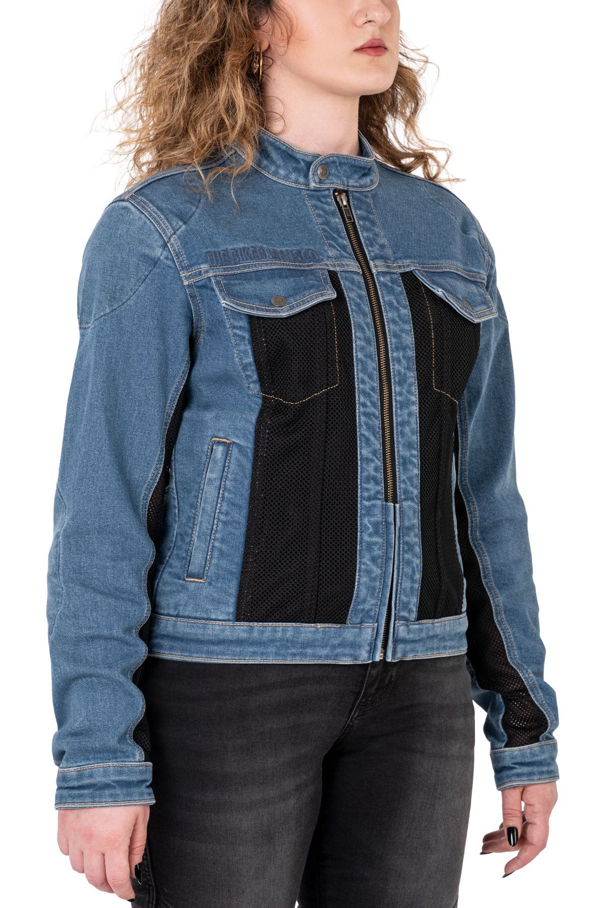 The Biker Jeans Blue Ice Korumalı File Motosiklet Kot Montu Kadın