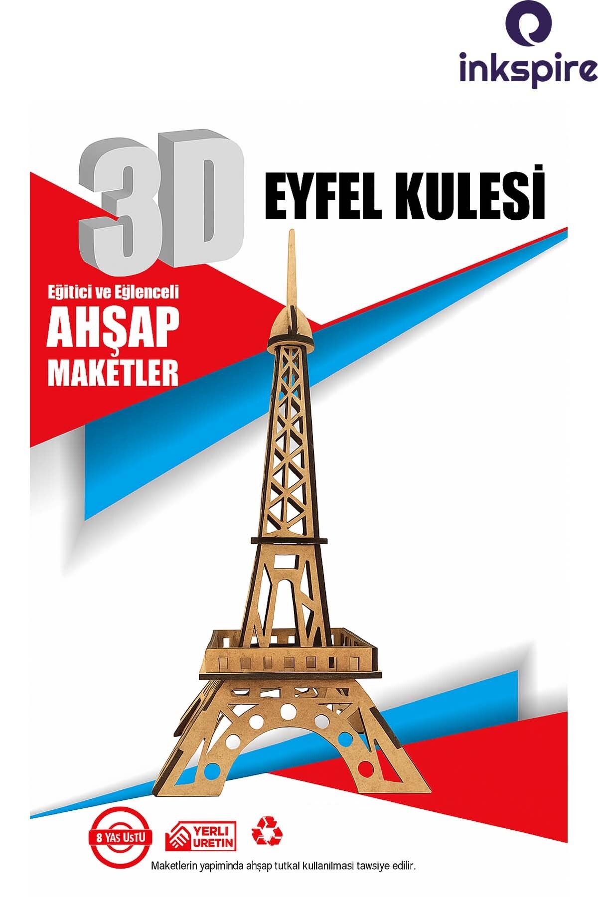 inkspire 3D Ahşap Maket 3 Boyutlu Boyanabilir Geçmeli Puzzle Maket Tahta Çocuklar İçin Kendin Yap Kendin Boya