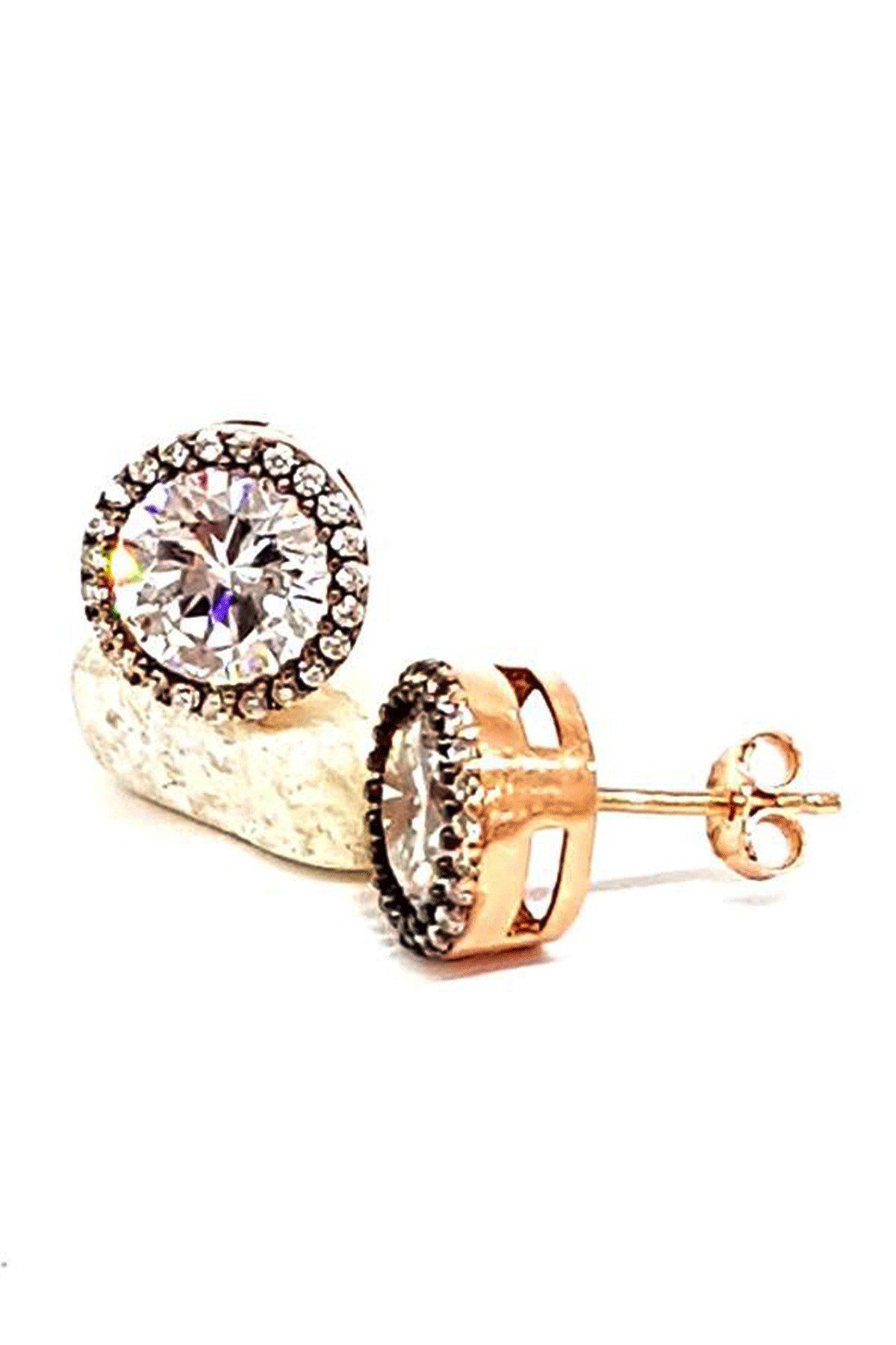 OSESHOP Elmas İşçiliğinde Gümüş Tektaş Küpe