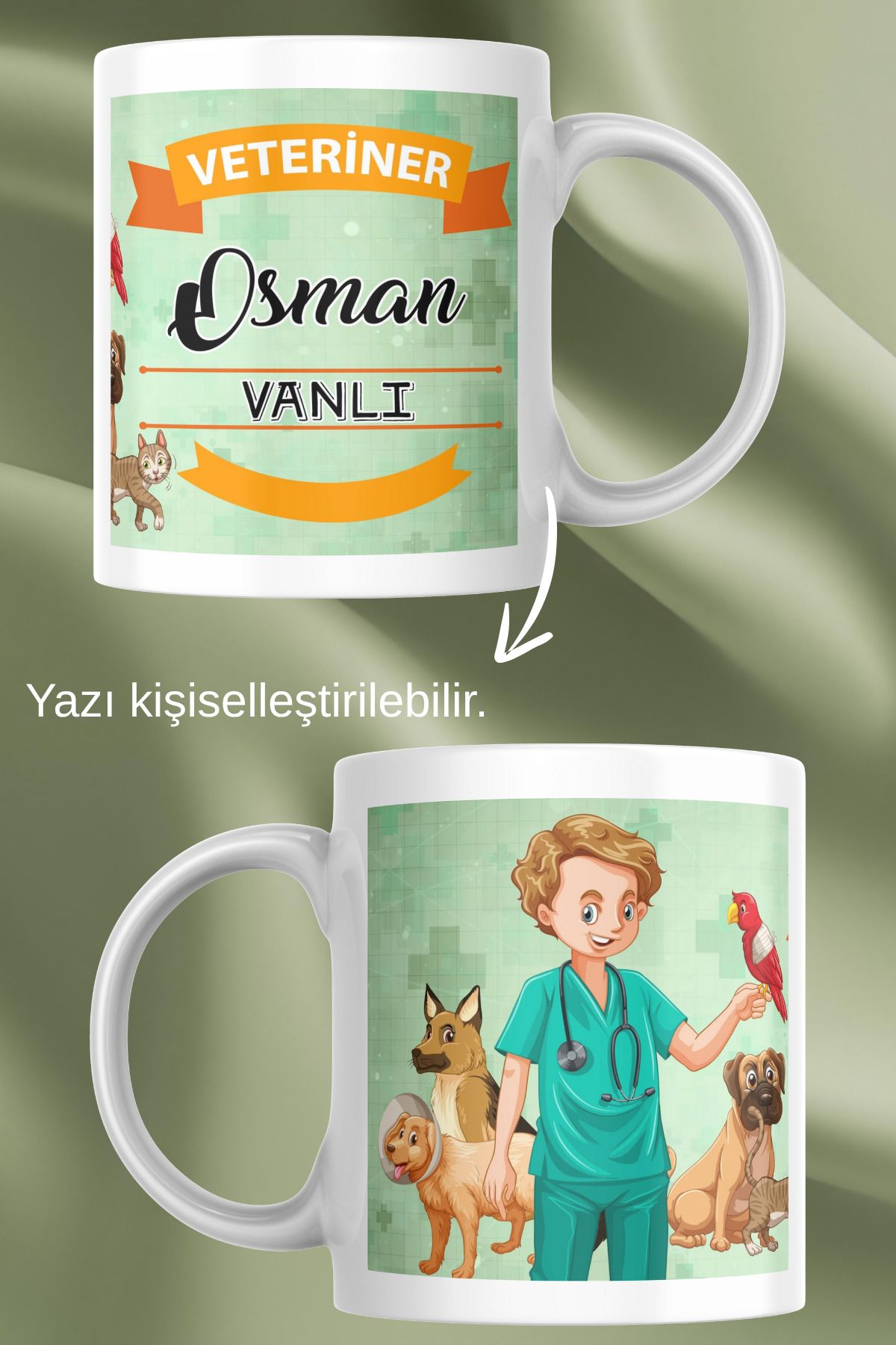zerhome Erkek Veteriner Temalı Beyaz Porselen Kupa Bardak