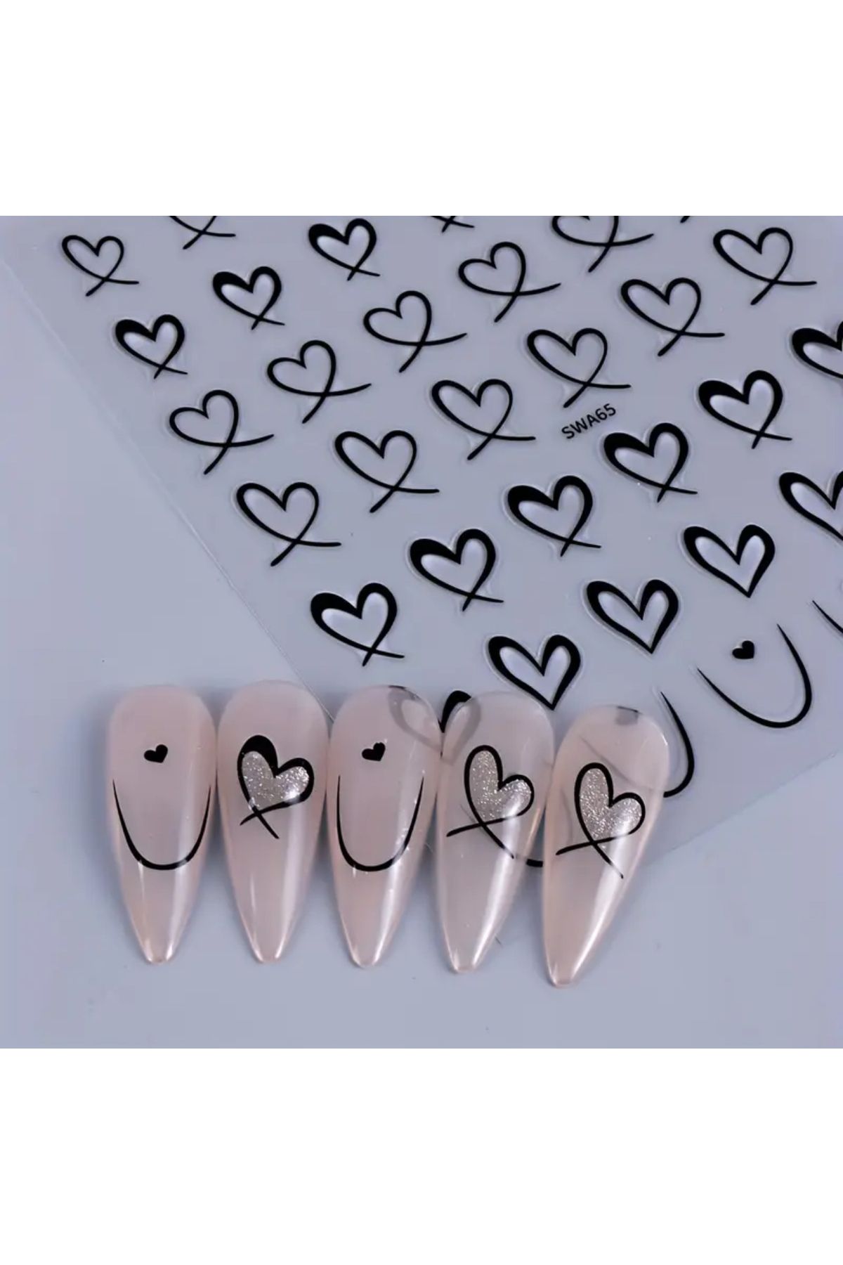 zeinapp Kendinden Yapışkanlı Kalp Figürlü Tırnak Sticker Nail Sticker