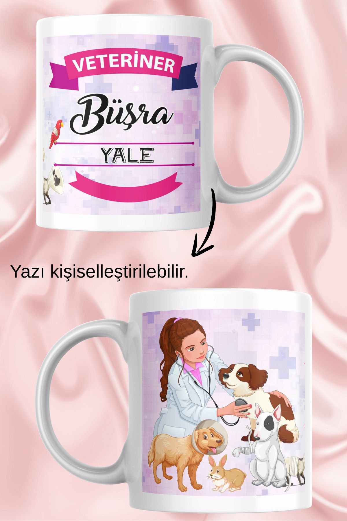 zerhome Kadın Veteriner Temalı Beyaz Porselen Kupa Bardak