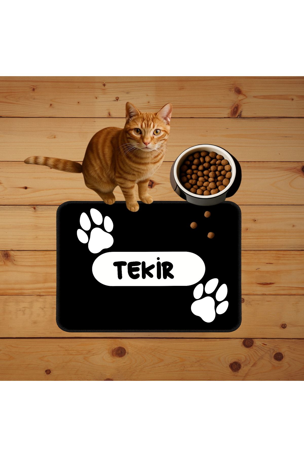 Hediye Deposu Evcil Hayvan İsimli Kedi Köpek Mama Paspası Ve Beslenme Altlığı Mama Önü Tuvalet Önü Paspas 40x60cm