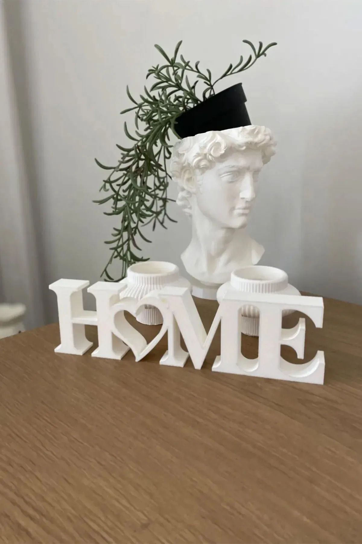 çakıralp3d Home Yazılı Dekoratif Biblo Masaüstü Dekor - Beyaz 22 Cm X 6 Cm.