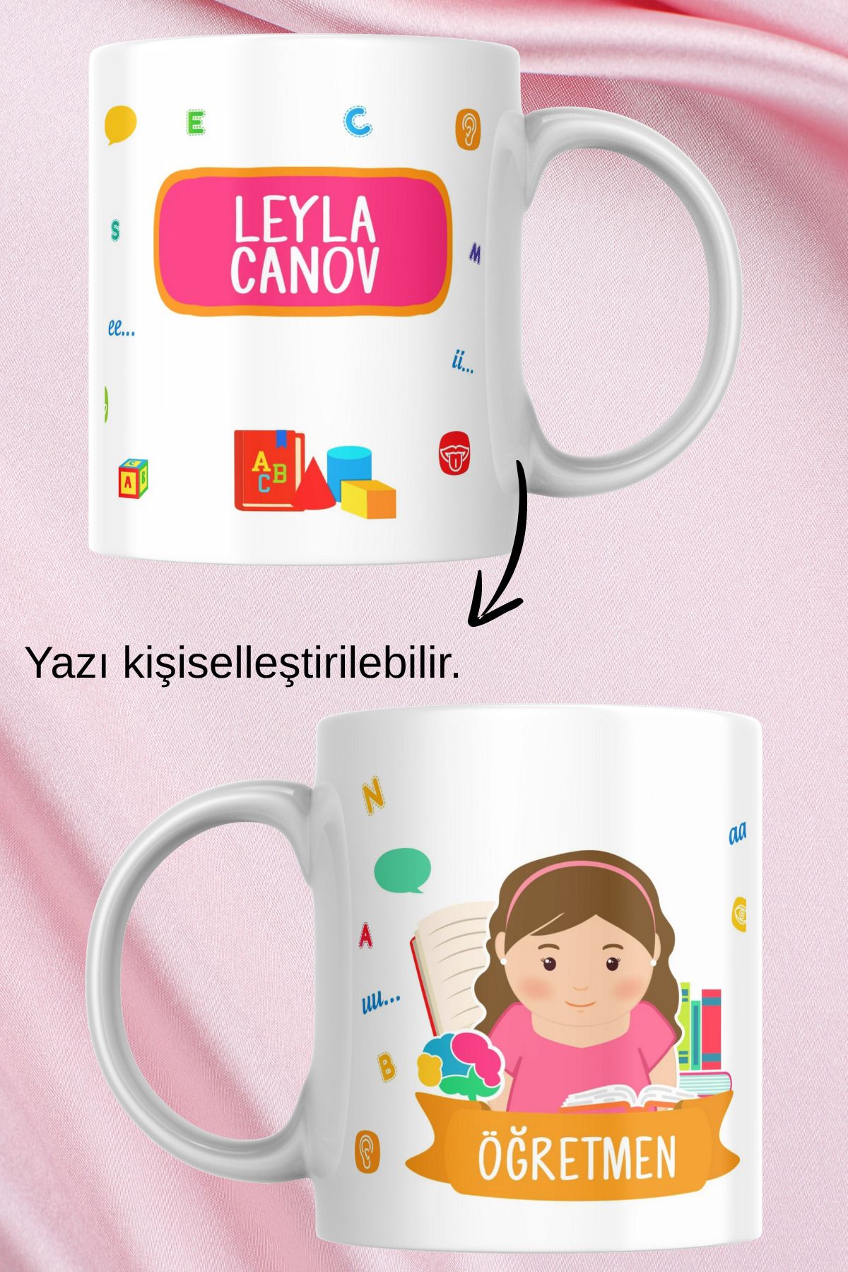 zerhome Kadın Öğretmen Temalı Beyaz Porselen Kupa Bardak
