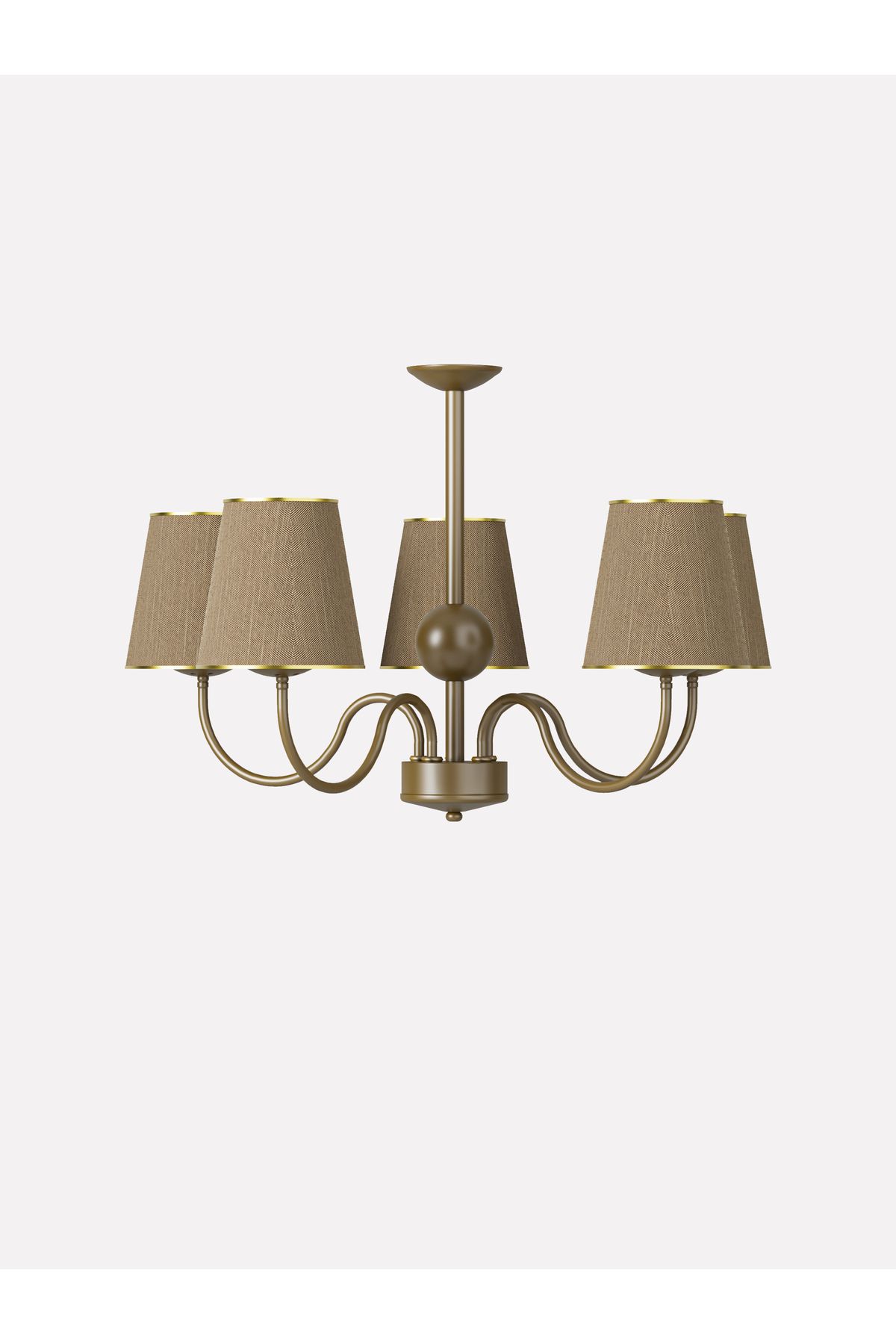 avizade 5li Eskitme Modern Konik Abajur Şapkalı Metal Avize